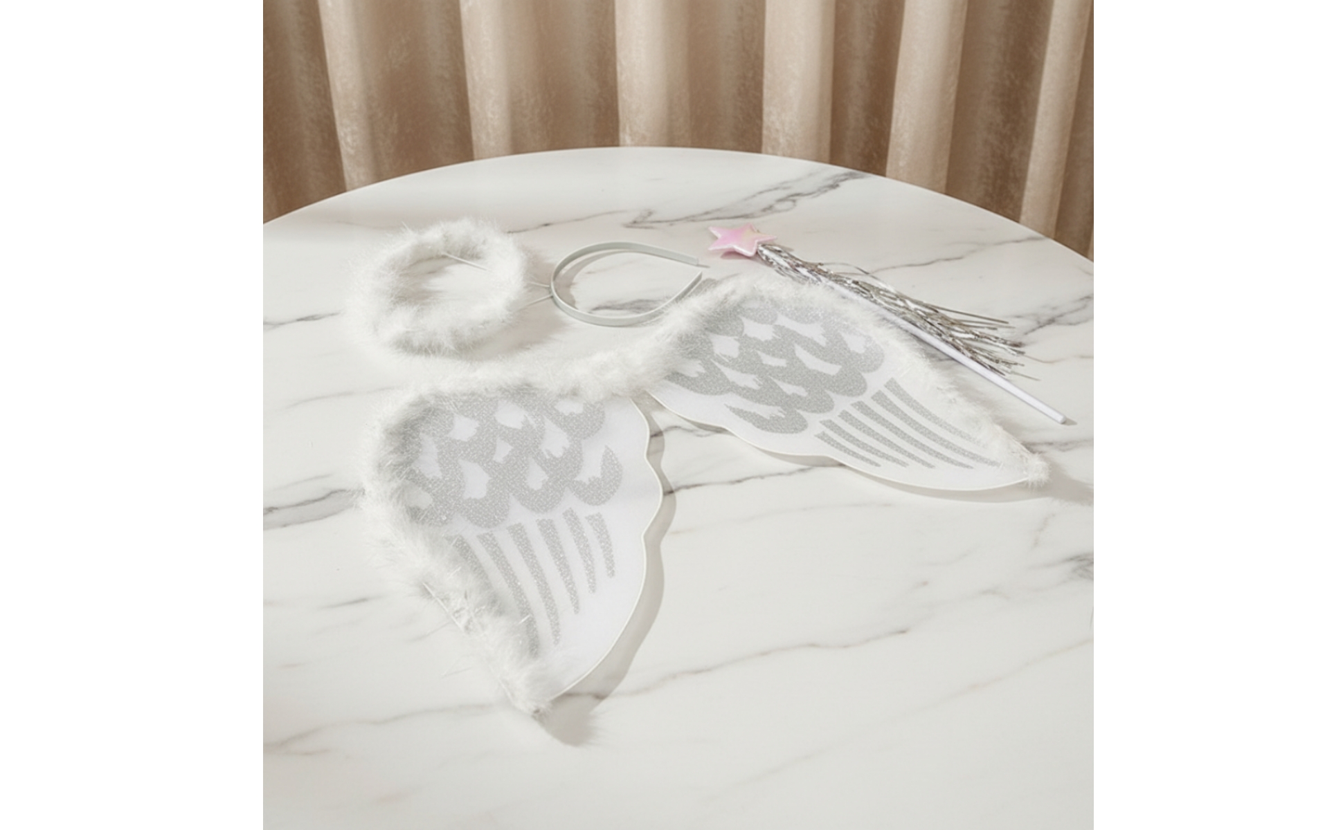 Angel Wings with Headpiece and Wand Glittery Angel Accessory Set Soft