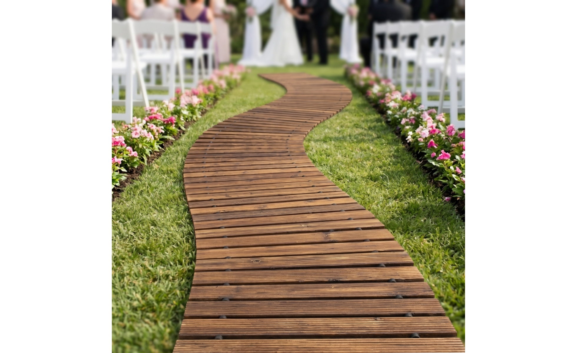 Roll-up Wooden Walkway Flexible Roll-out Garden Mat Portable for Backyard, Lawn