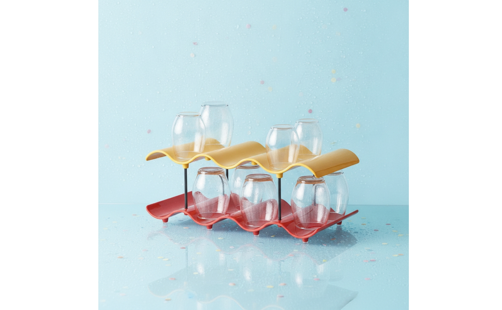 Cup Rack with Vertical Support Rods Layered Cup Storage Rack Countertop for Bar