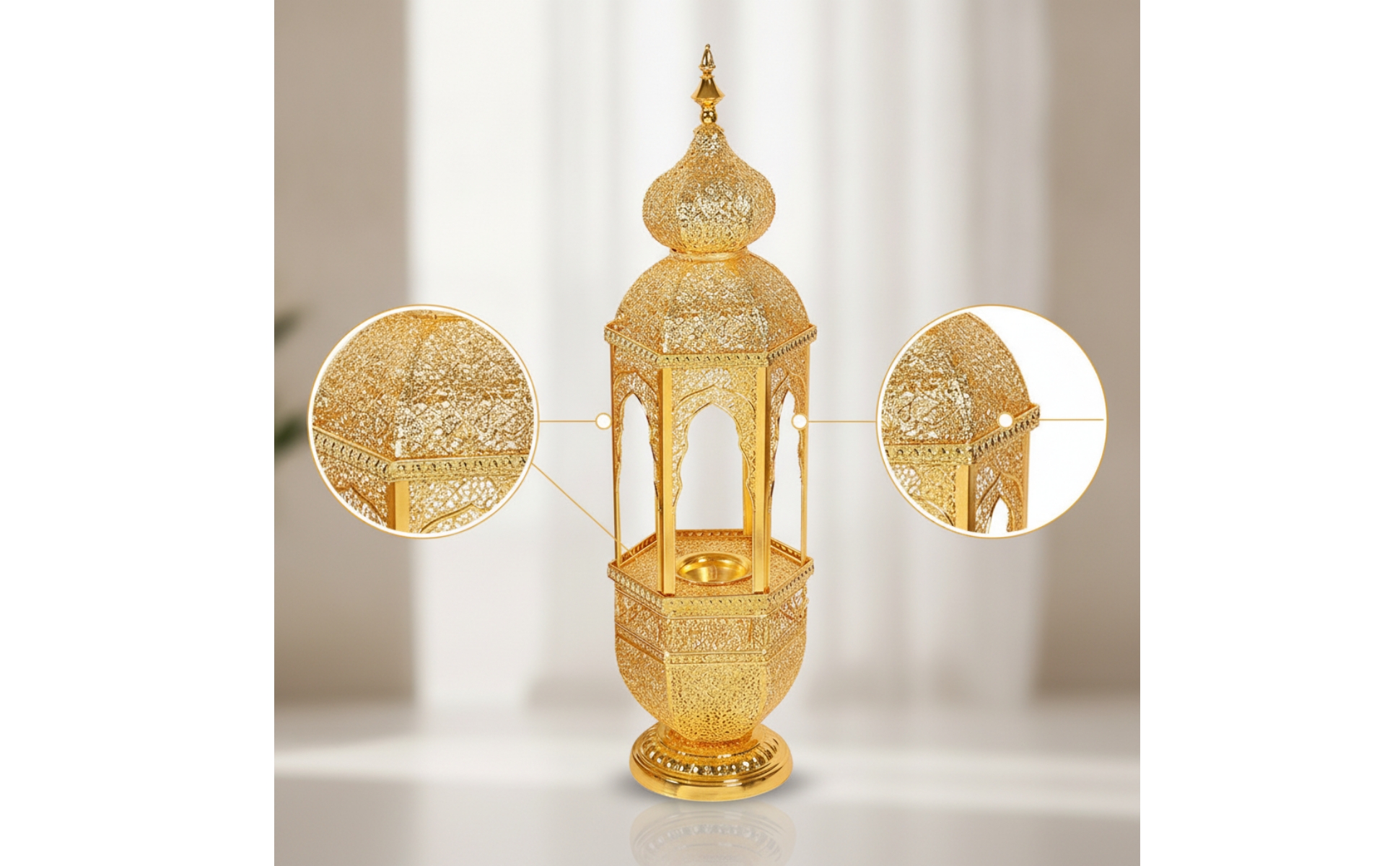 Castle Incense Burner Gold-Tone Hollow Castle Censer Ornate for Prayer Room