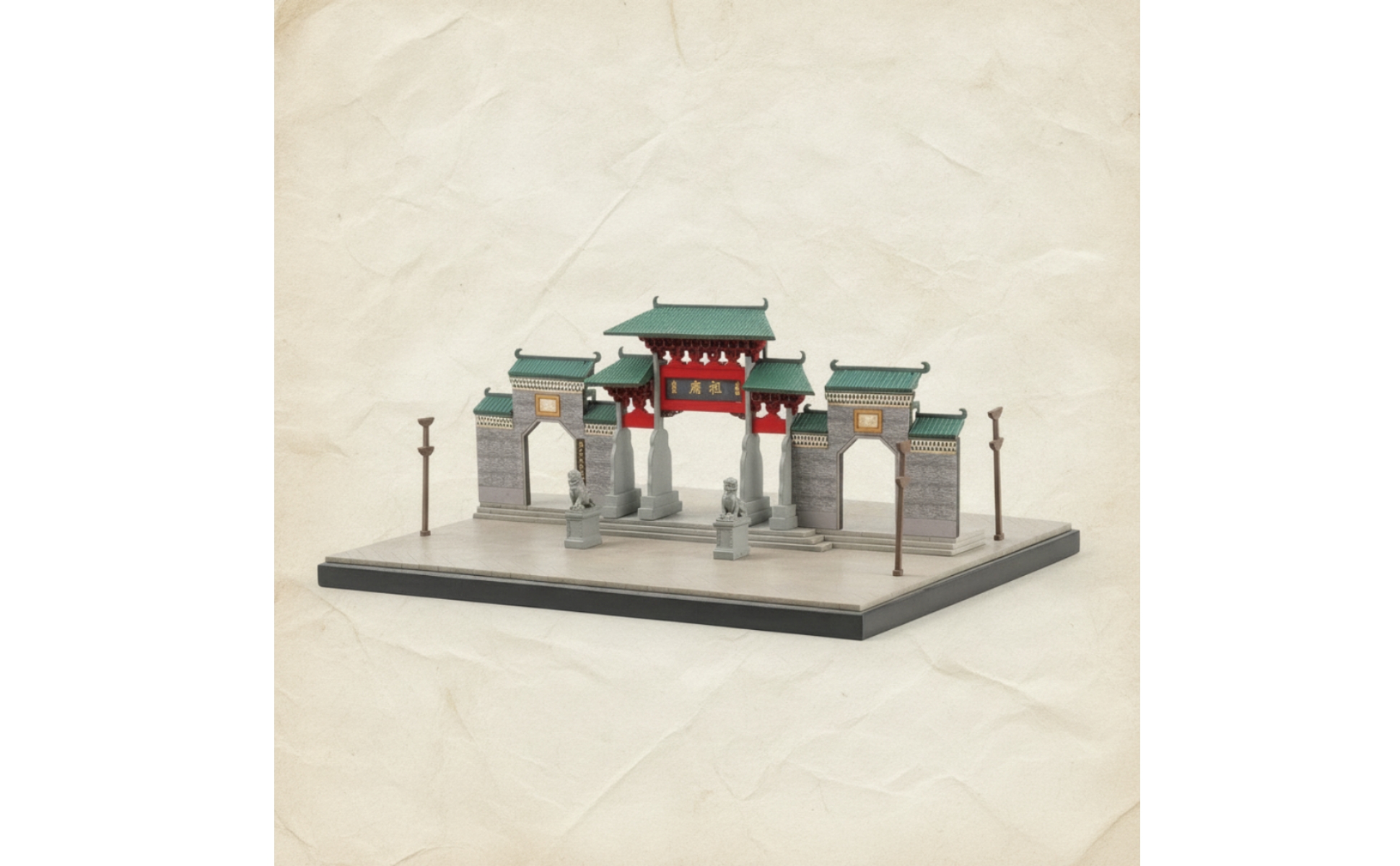 Miniature Temple Gate 1:64 Scale Temple Model Traditional Chinese for Collectors
