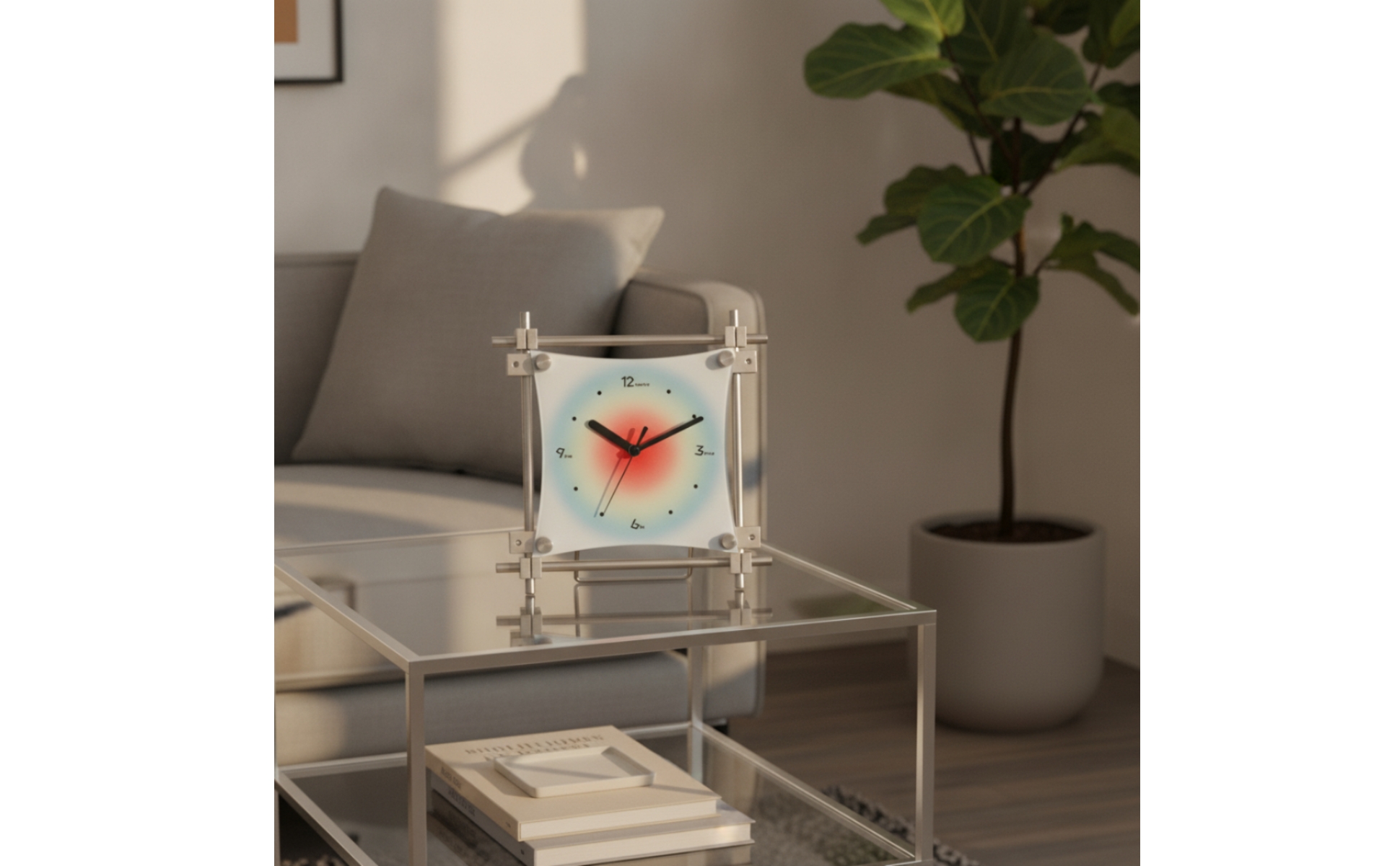 Analog Clock with Stand Modern Square Acrylic Clock Minimalist for Desk, Office