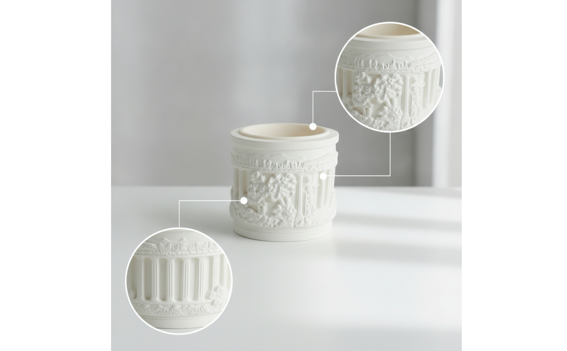 Cylindrical Flower Pot Embossed Pot Featuring Relief Pattern Classical