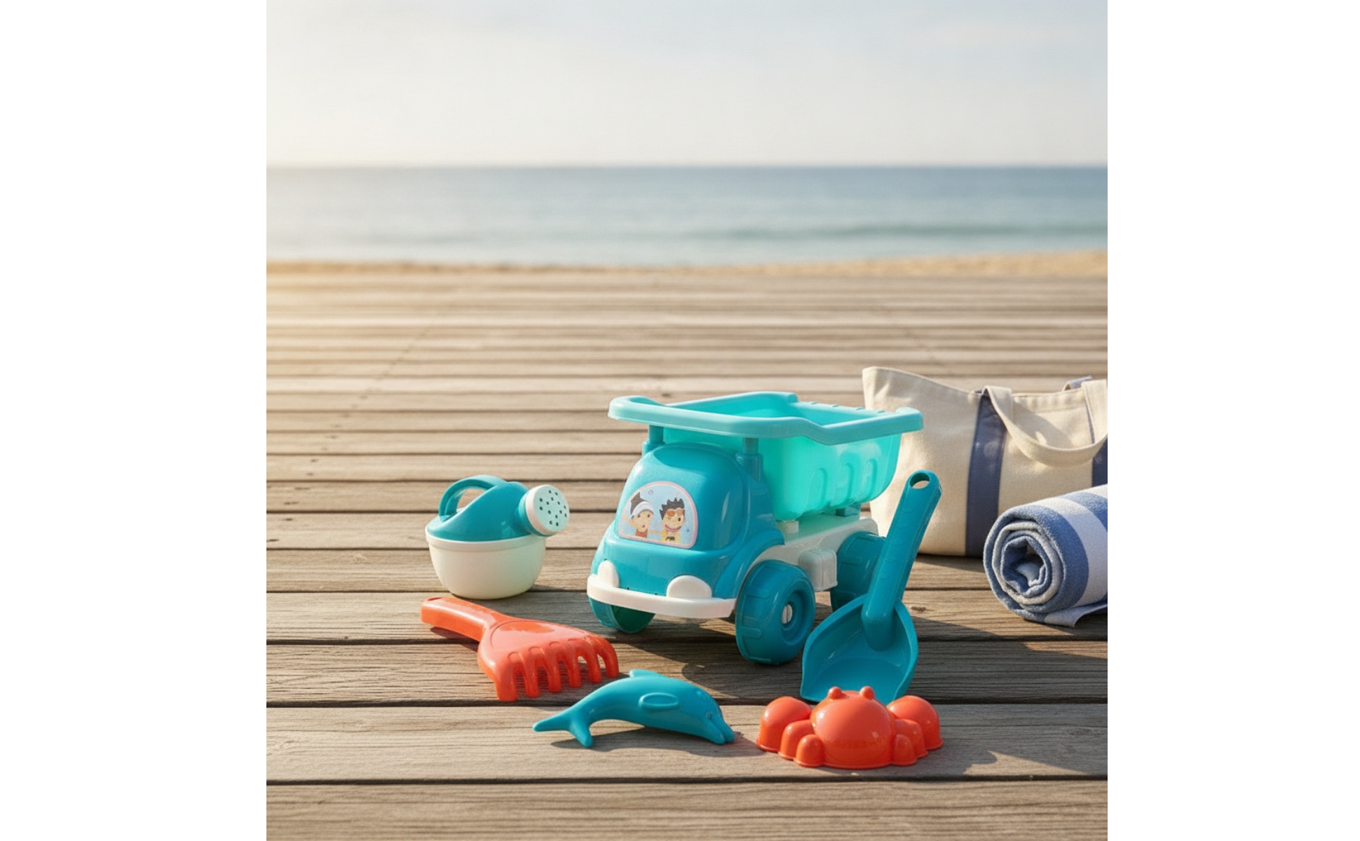 6 Pieces Sand Toy Set with Dump Truck Colorful Beach Dump Truck Set Bright