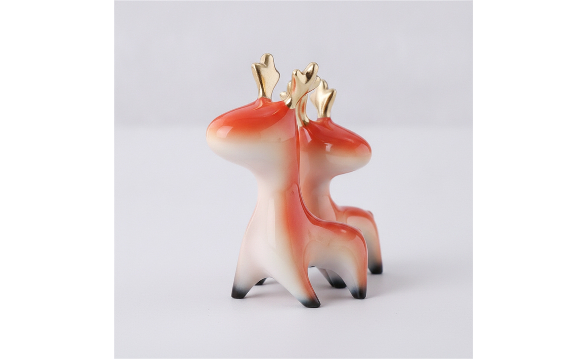 Deer Figurine Modern Deer Statue Brass-Colored for Living Room, Office Desk