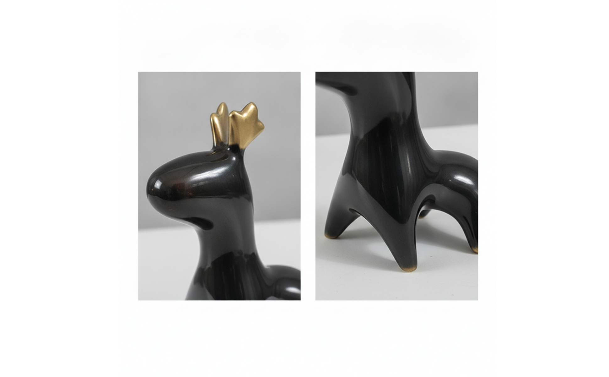 Deer Figurine Modern Deer Statue Brass-Colored for Living Room, Office Desk
