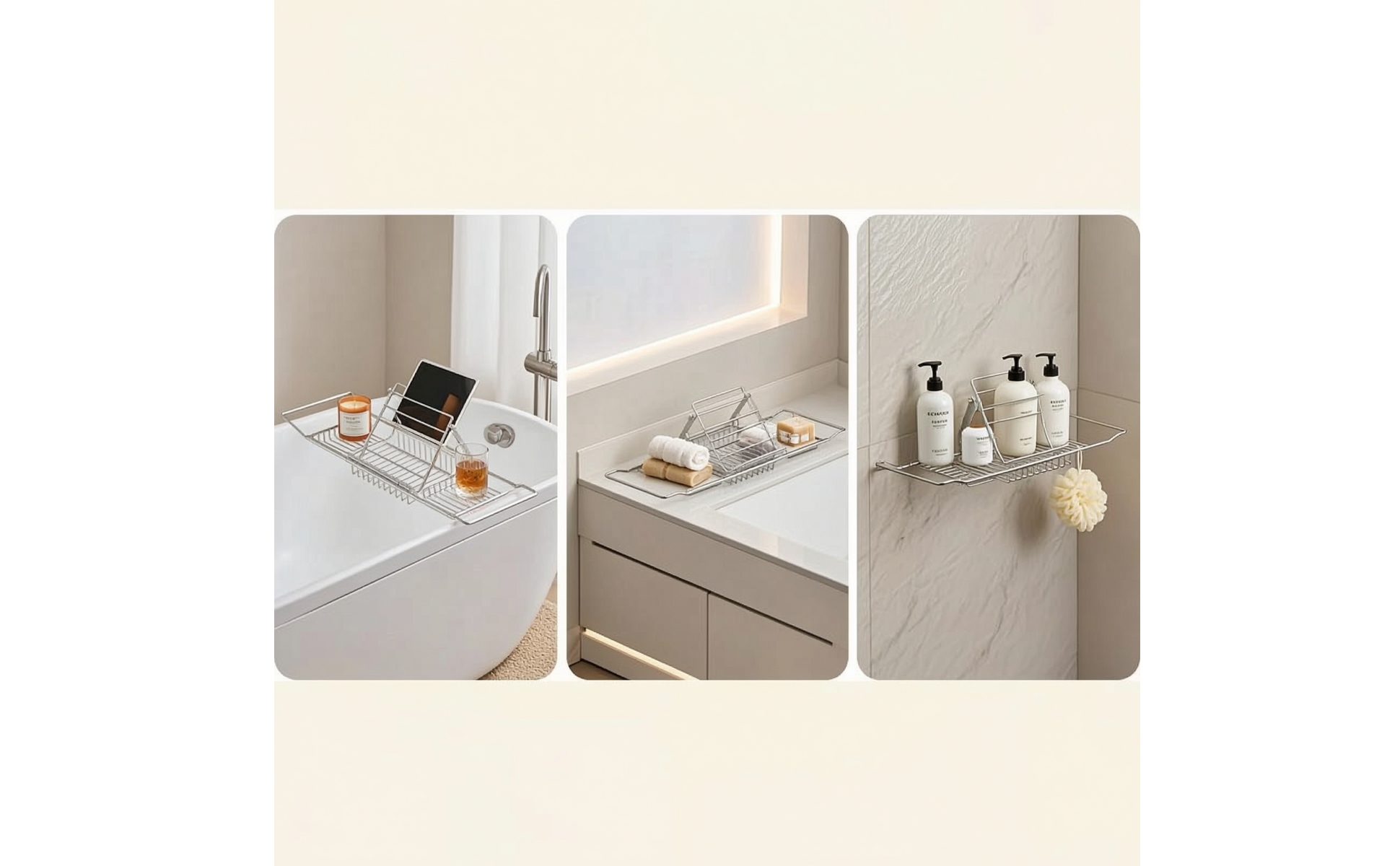 Bathtub Rack Stainless Steel over Tub Tray Rustproof for Home Spa