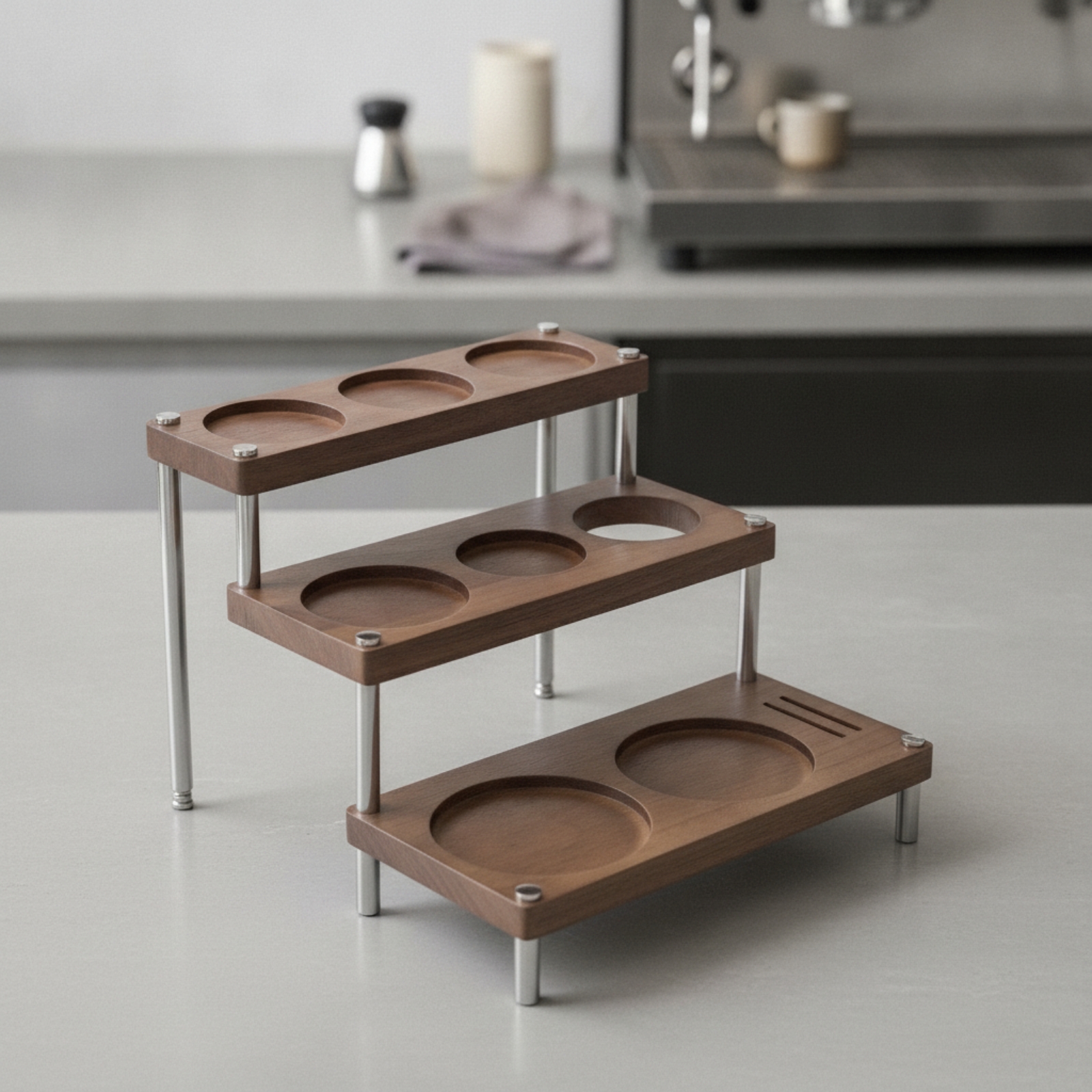 Coffee Accessory Stand Wooden Espresso Tamper Holder Compact for Kitchen