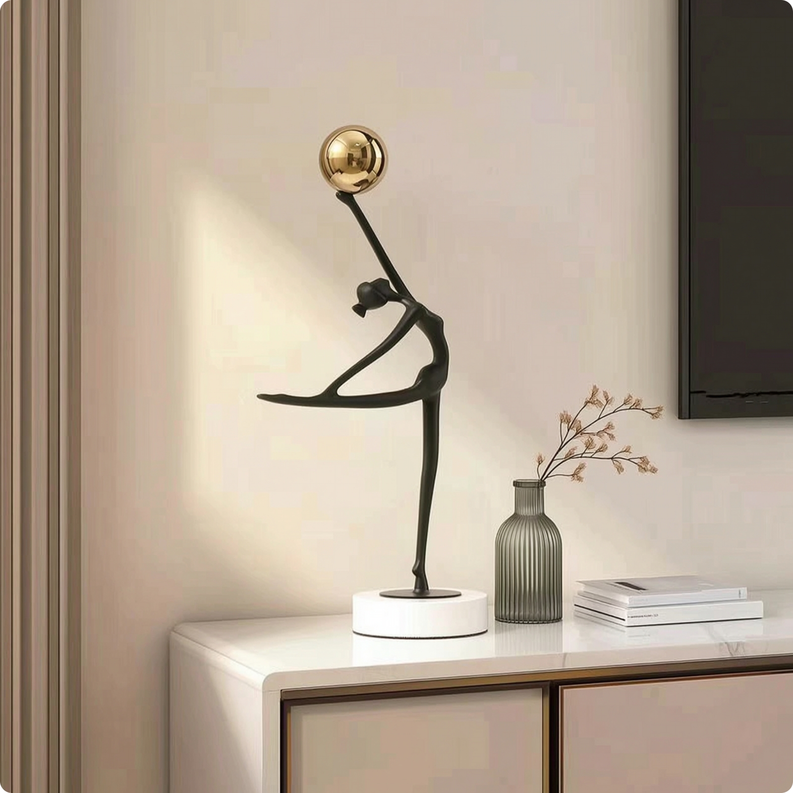 Ballet Dancer Figurine with Base Slender Ballet Sculpture Tabletop for Office