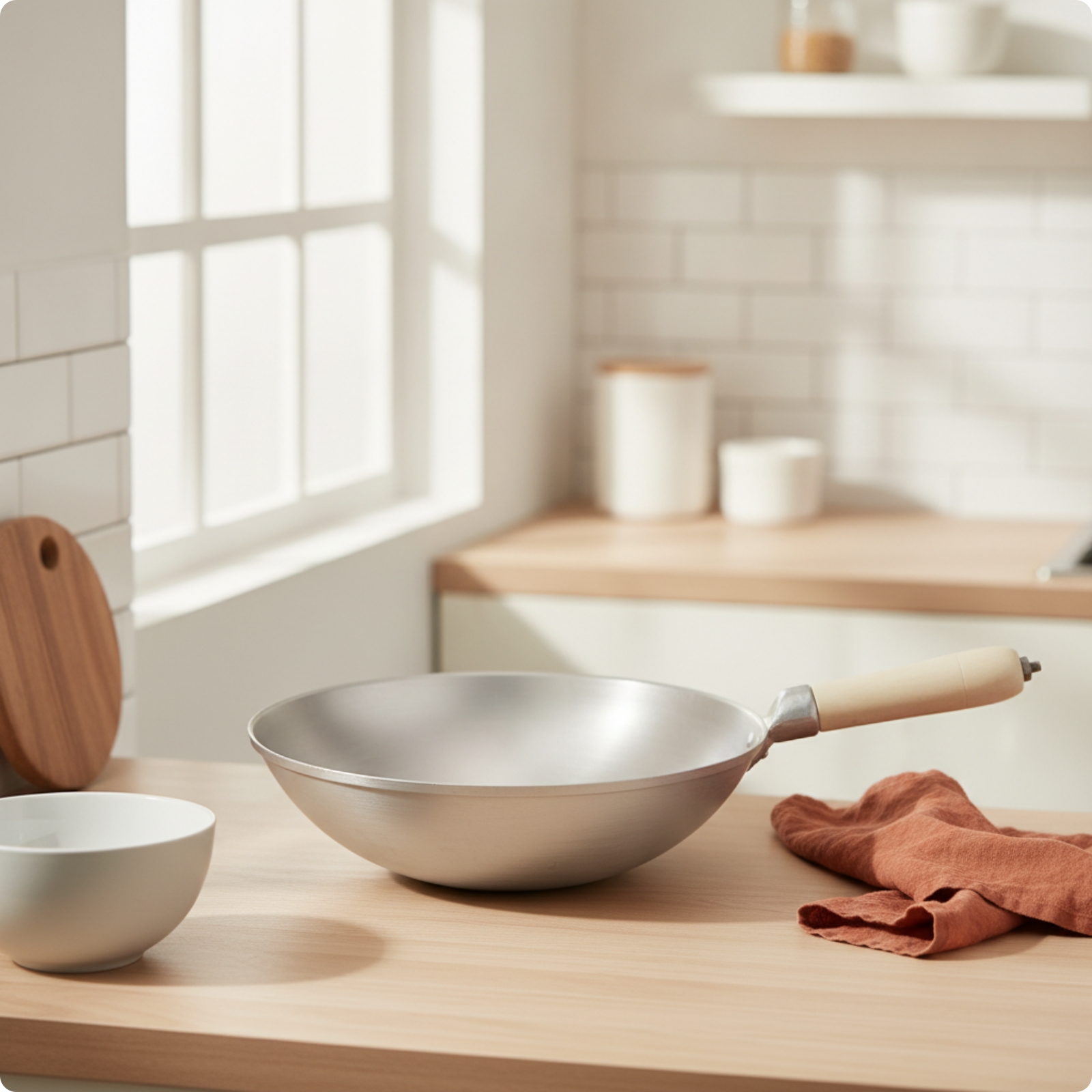 Wok Handmade Aluminum Wok Uncoated for Kitchen, Home Cooks