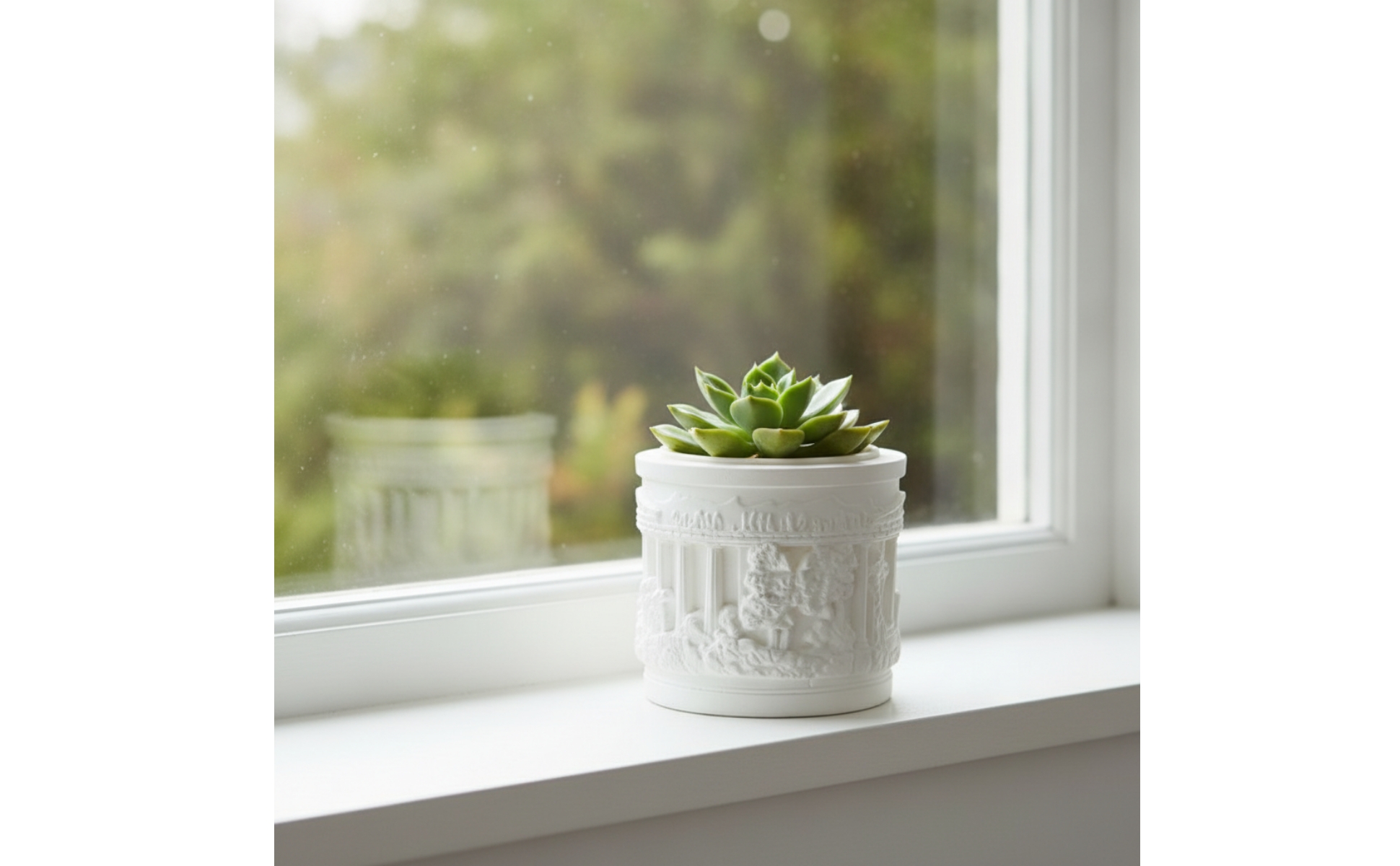 Cylindrical Flower Pot Embossed Pot Featuring Relief Pattern Classical