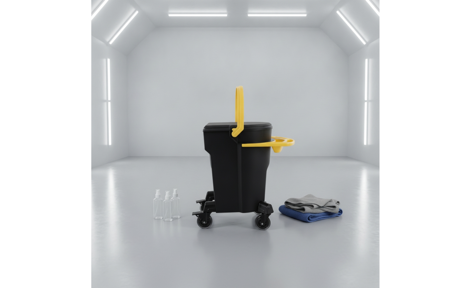 Rolling Wash Container with Handle Mobile Container with Casters Portable