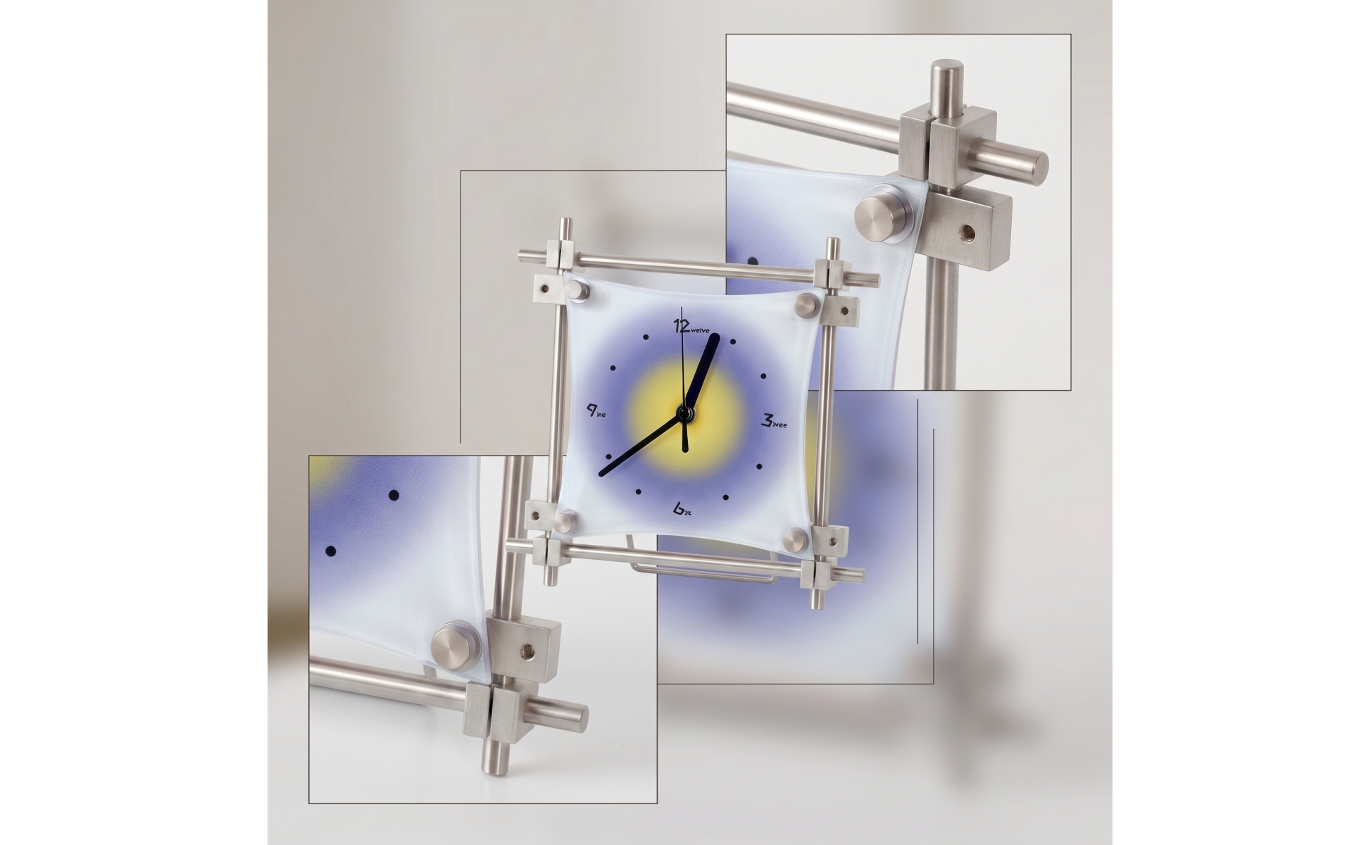 Analog Clock with Stand Modern Square Acrylic Clock Minimalist for Desk, Office