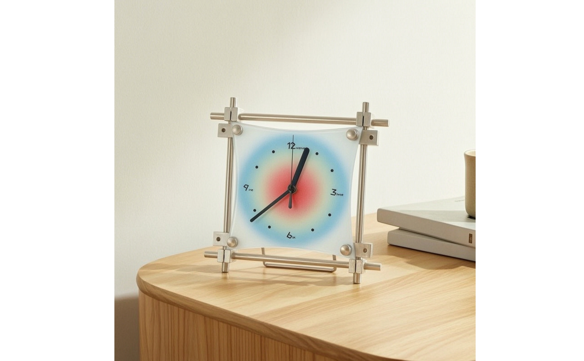 Analog Clock with Stand Modern Square Acrylic Clock Minimalist for Desk, Office
