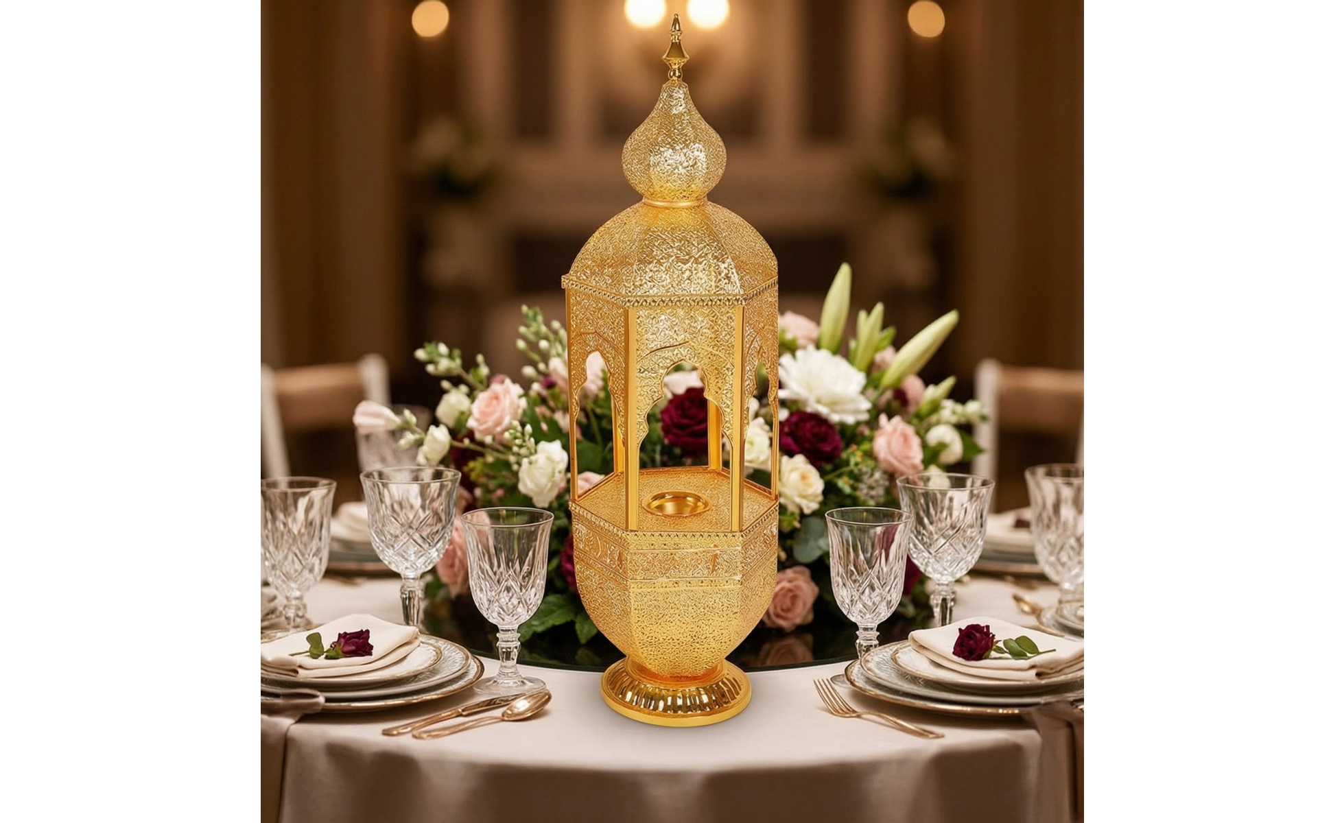 Castle Incense Burner Gold-Tone Hollow Castle Censer Ornate for Prayer Room