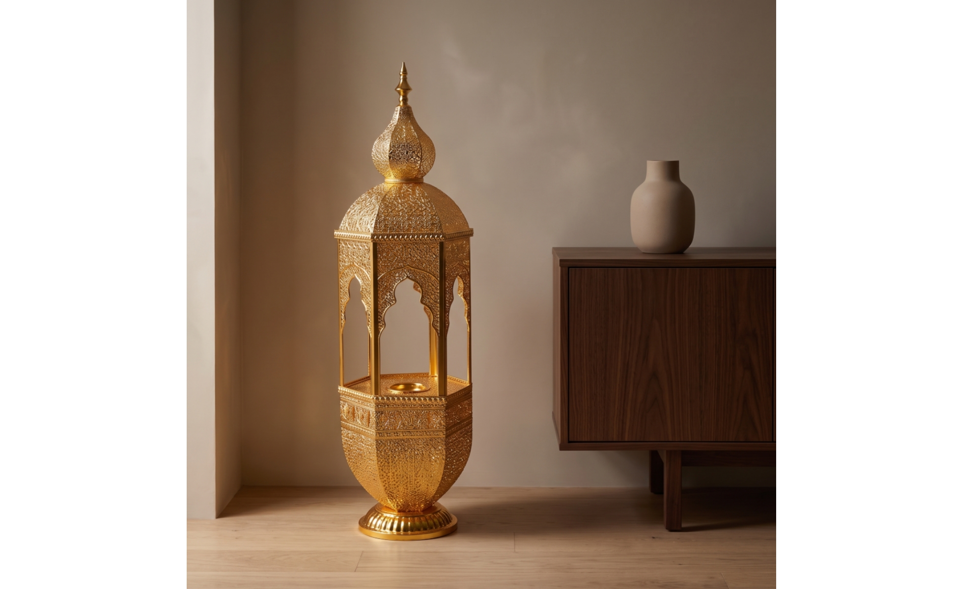 Castle Incense Burner Gold-Tone Hollow Castle Censer Ornate for Prayer Room