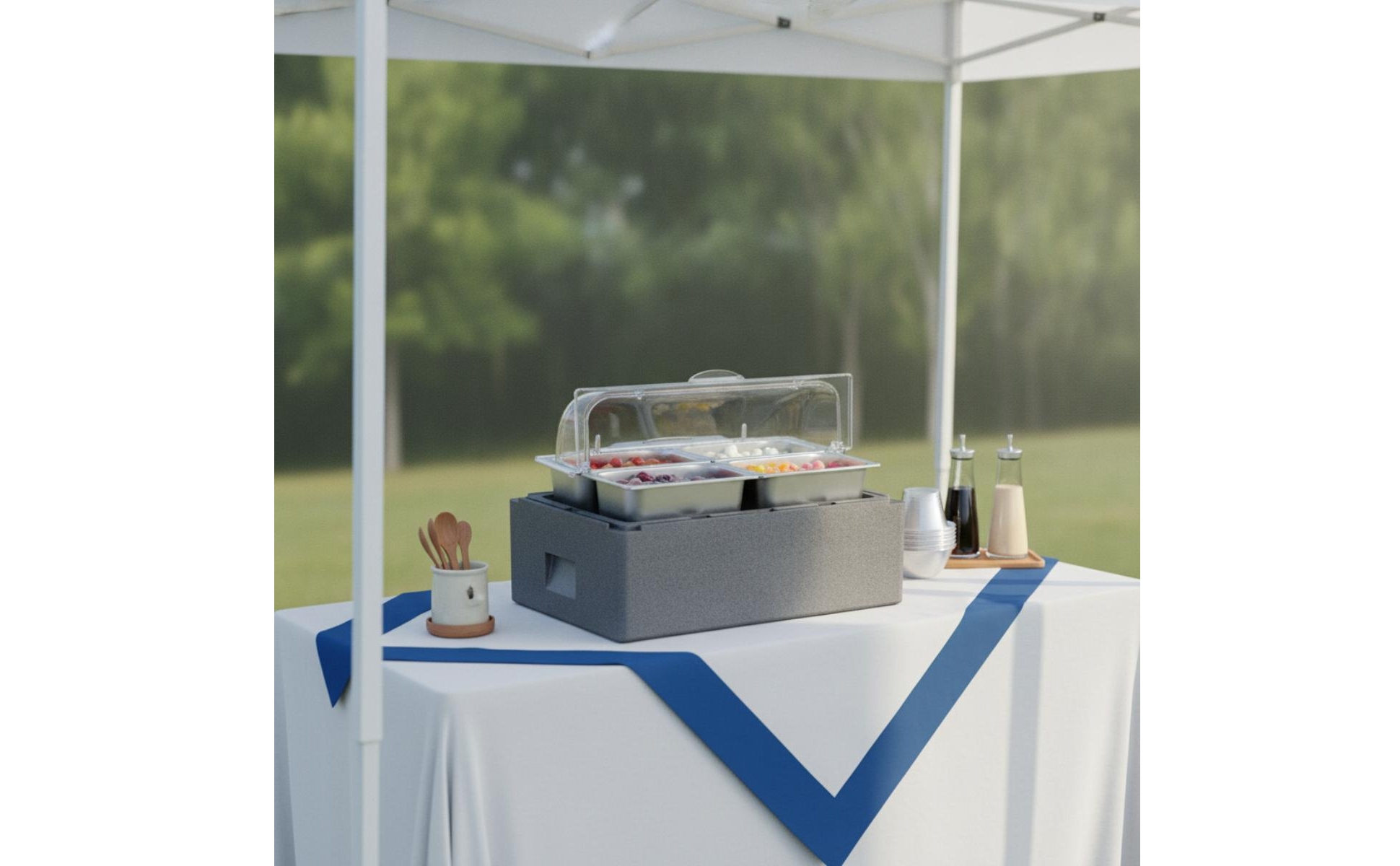 Insulated Food Display Box Thermal Cooler Box with Trays Portable for Caterers