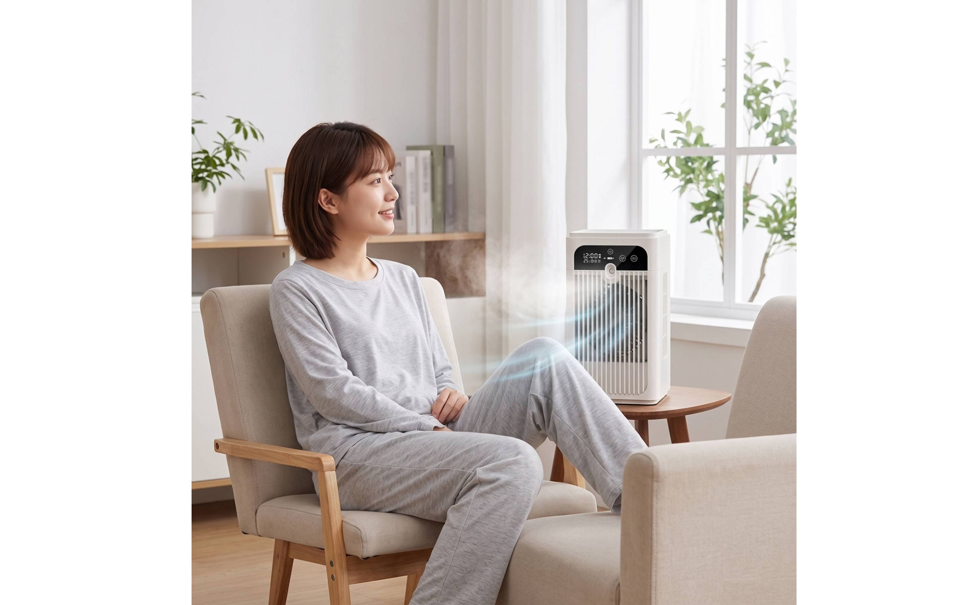 Fan with Cooling Mist Humidifier Touch Control Desk Fan with Water Tank