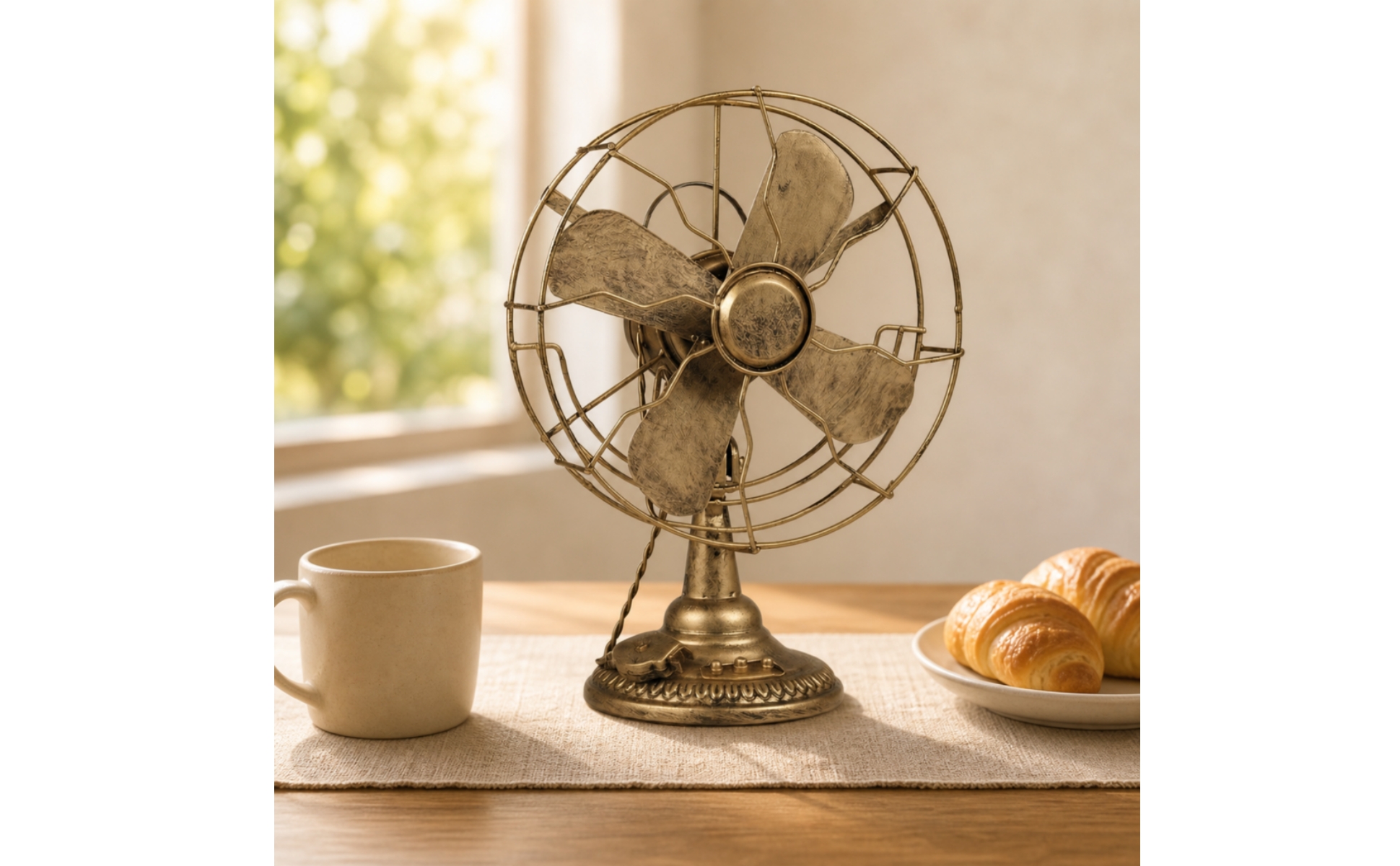 Antique Table Fan Ornament Decorative Vintage Fan Model Old Style for Decorators