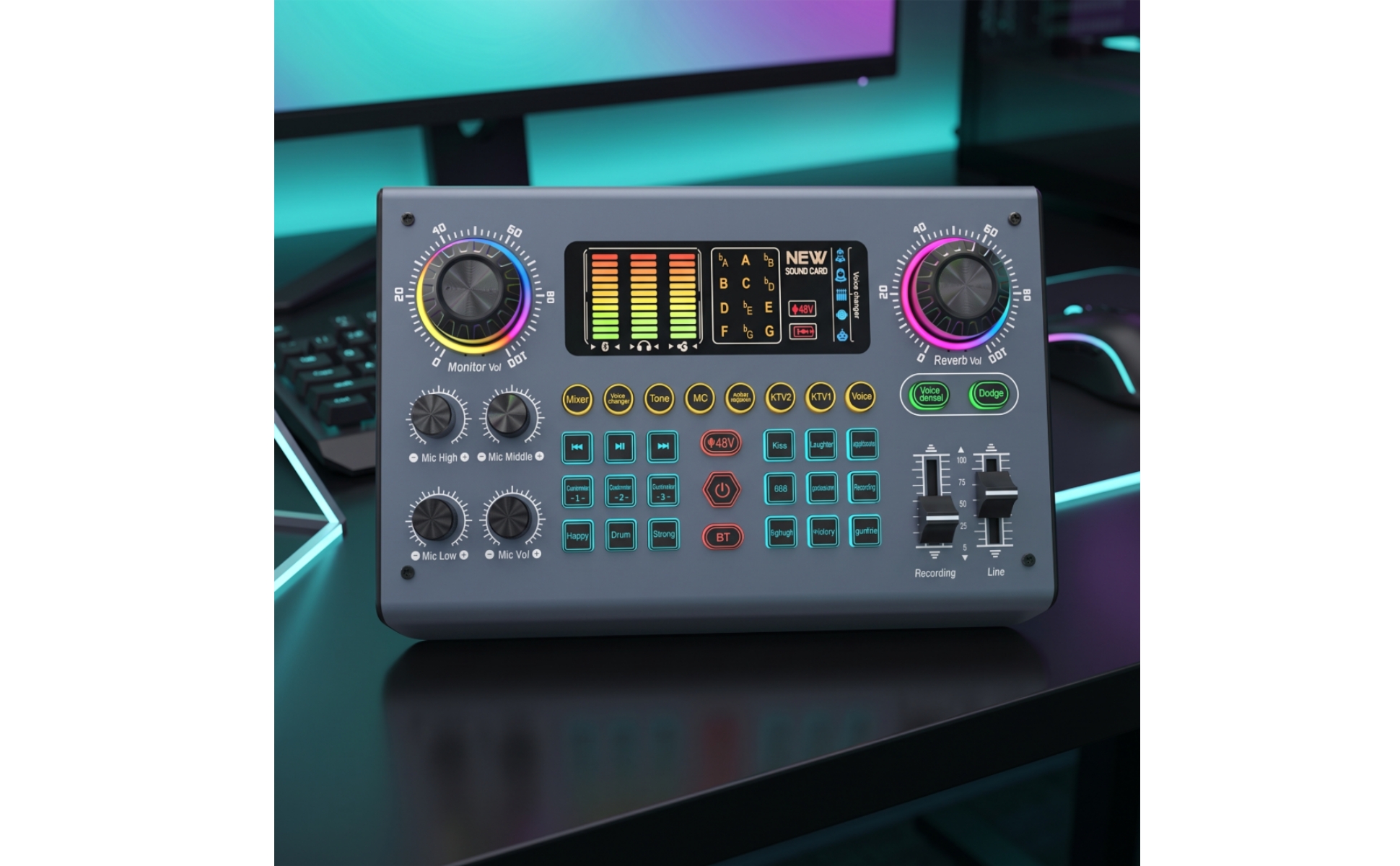 Desktop Audio Mixer Plug and Play Sound Card with 48V 48V Power Power USB