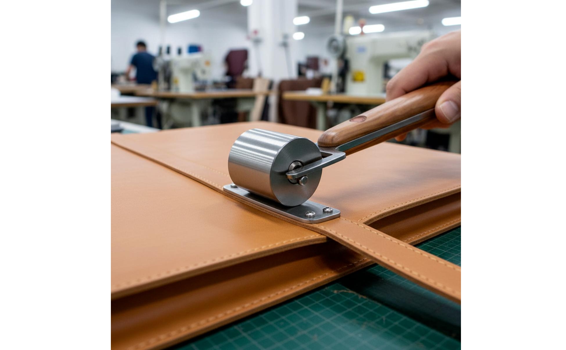 Leather Press Roller with Wooden Handle Comfortable to Hold for Leathercrafters