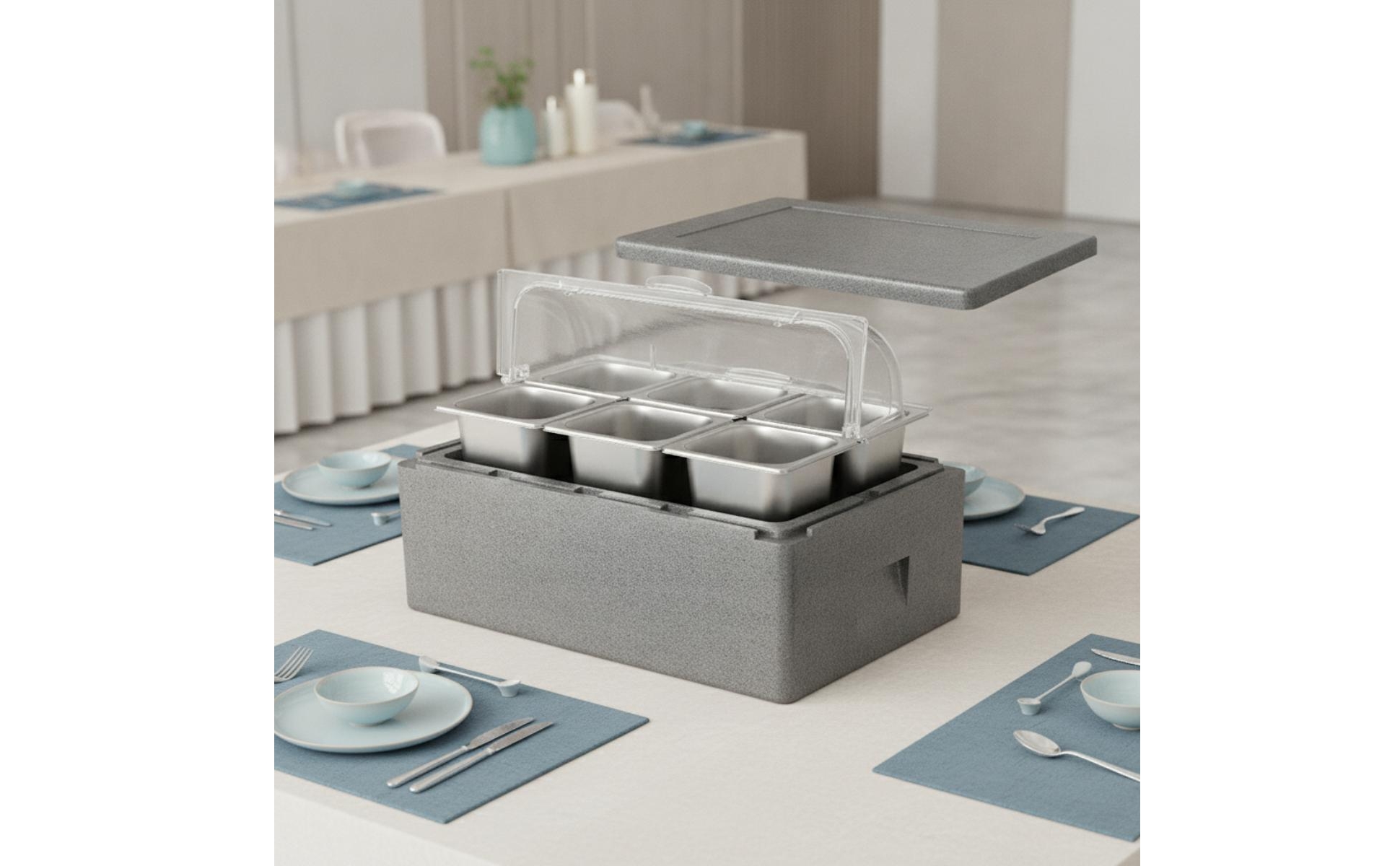 Insulated Food Display Box Thermal Cooler Box with Trays Portable for Caterers