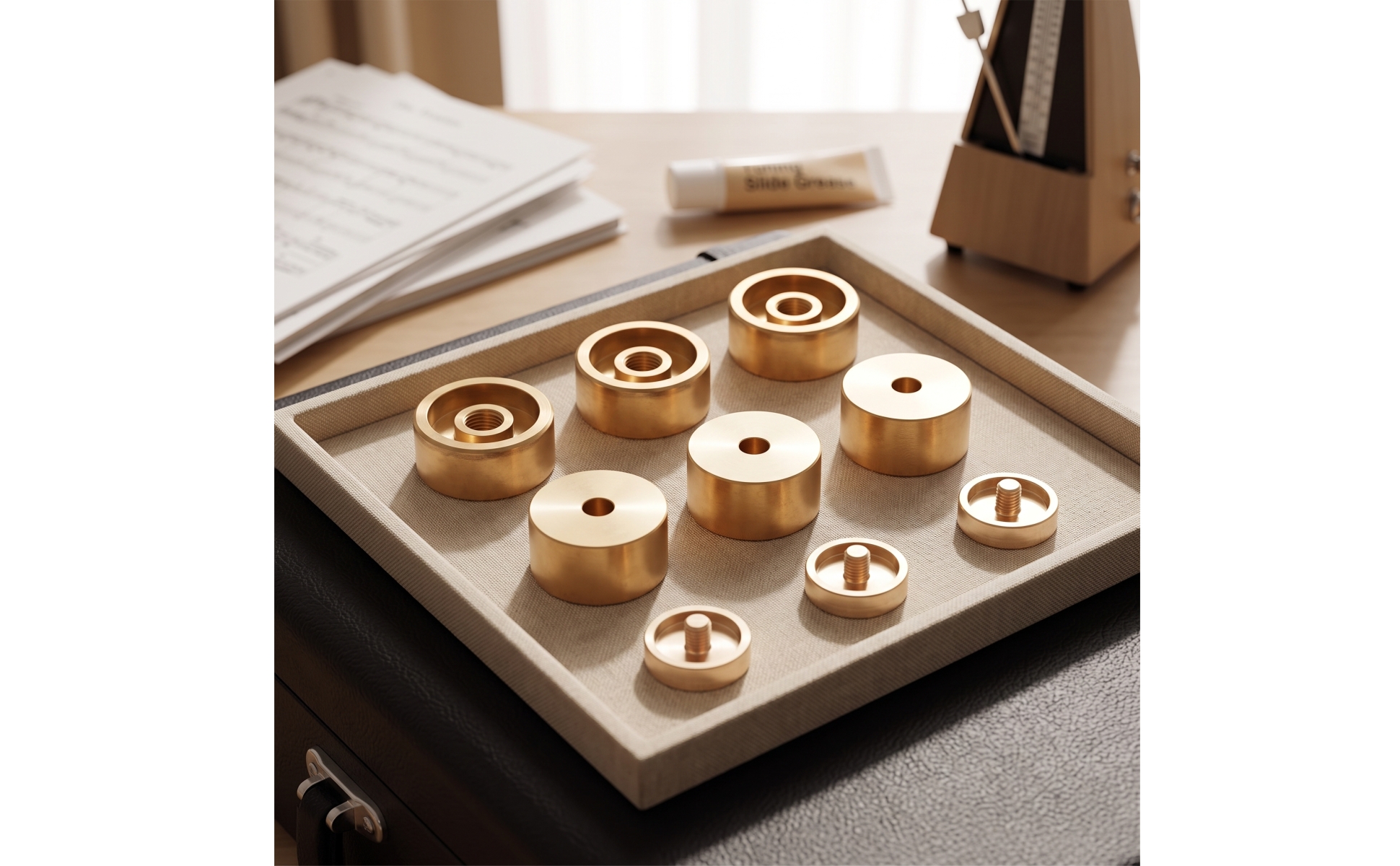 Trumpet Valve Caps with Buttons Brass Trumpet Valve Button Gold-Colored