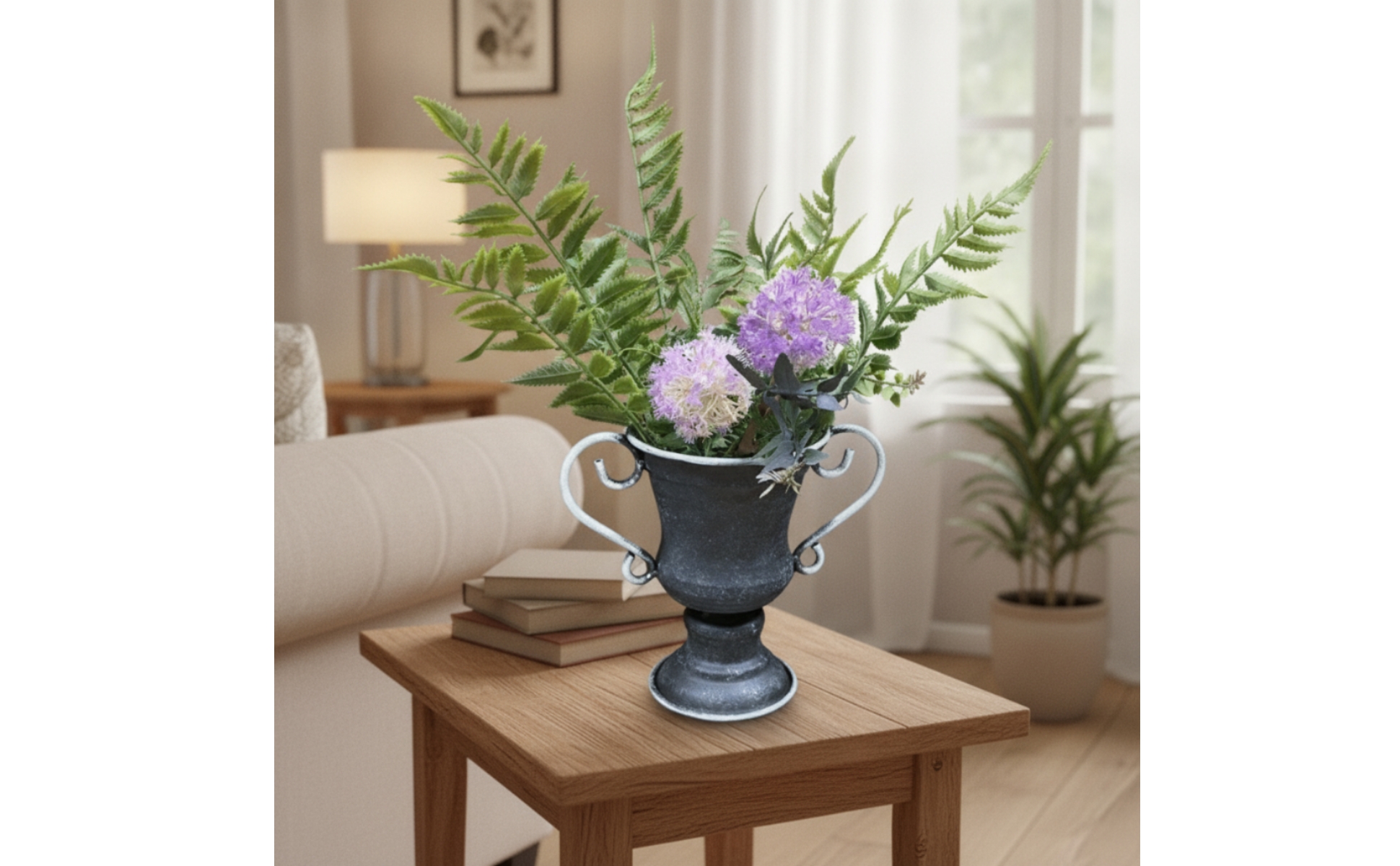 Trophy Planter Vintage Iron Planter with Handles Antique for Tabletop, Gardeners