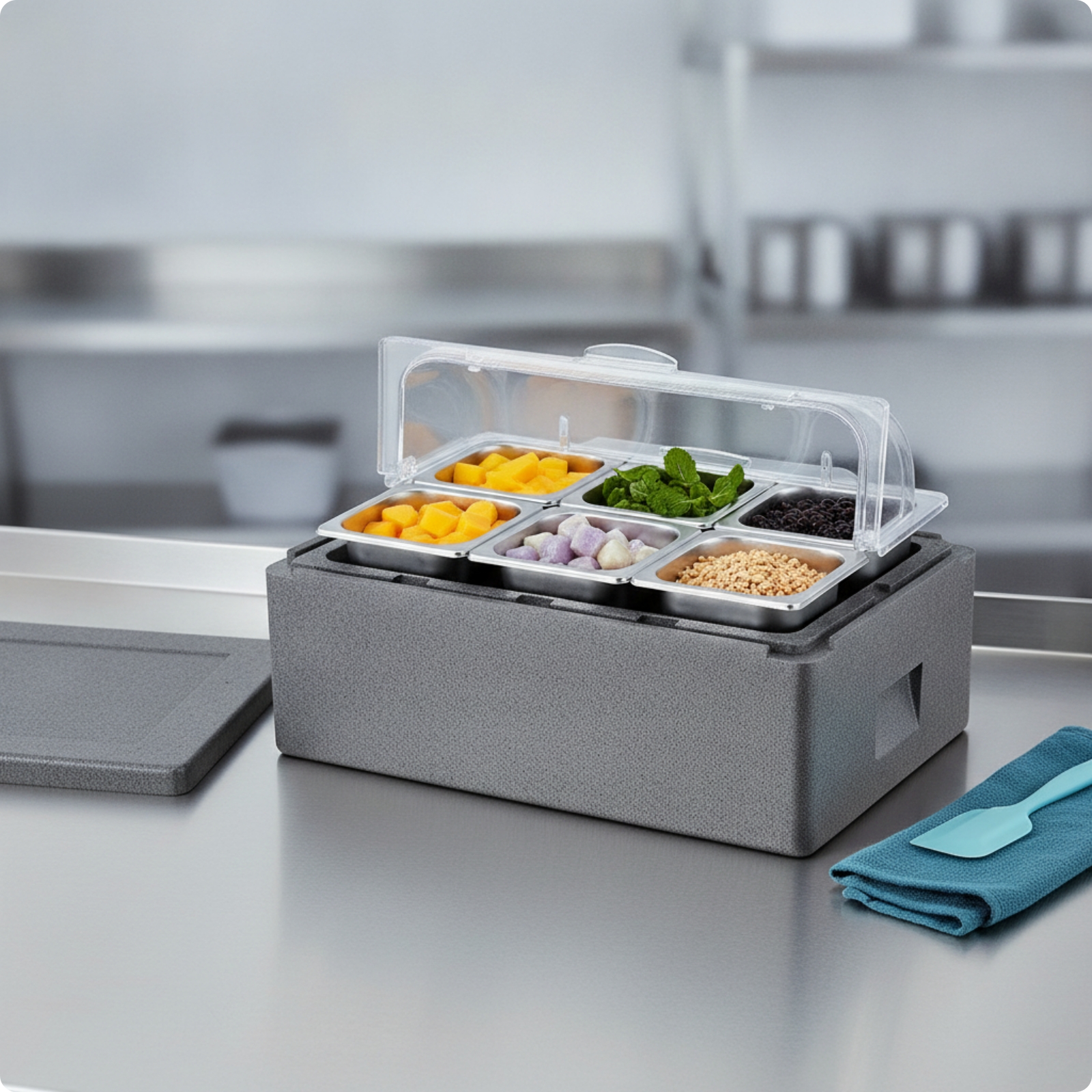 Insulated Food Display Box Thermal Container Portable for Market Stalls,