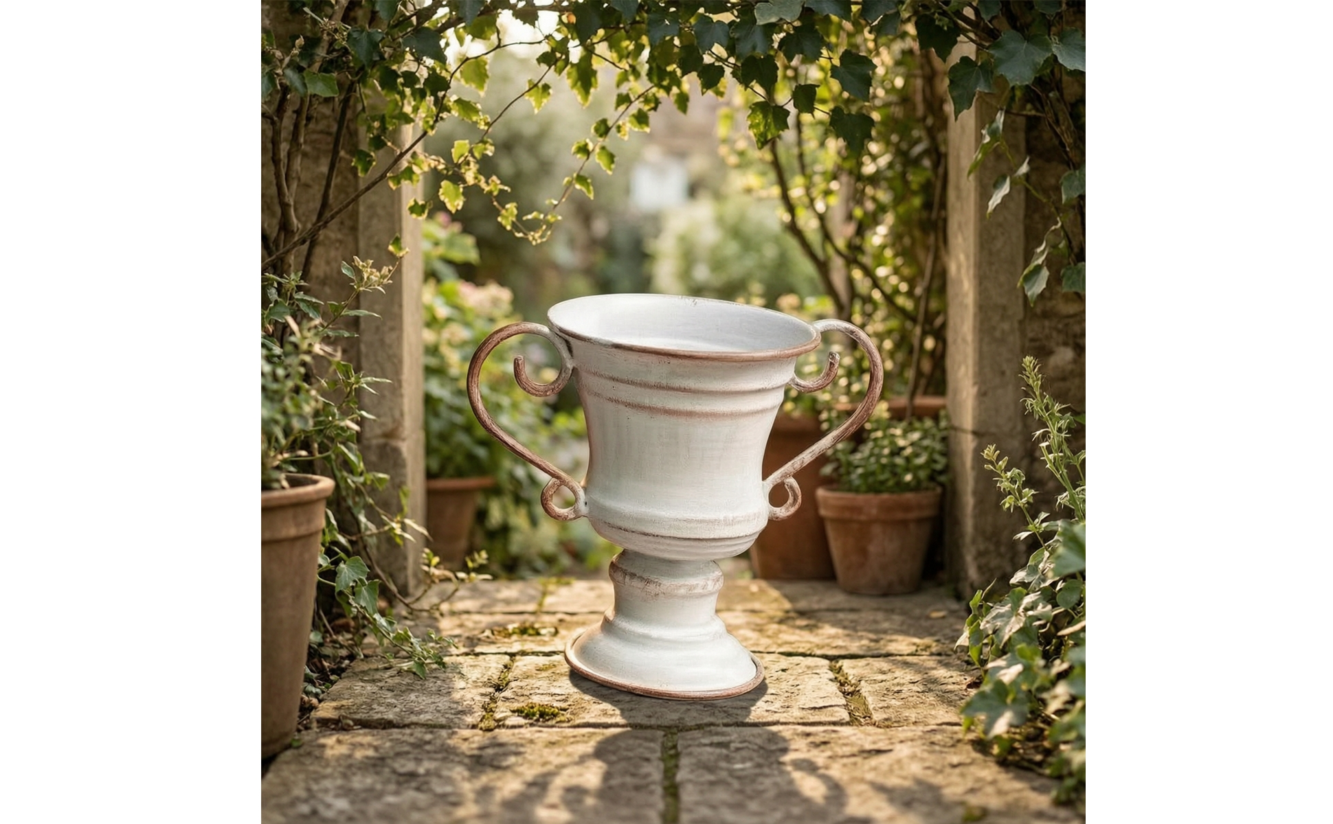 Trophy Planter Vintage Iron Planter with Handles Antique for Tabletop, Gardeners