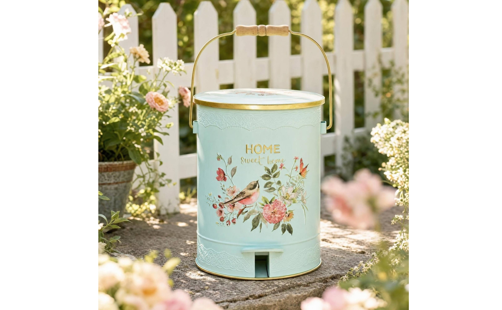 Trash Can with Pedal Handseffortless Pedal Bin Decorative for Kitchen, Bathroom