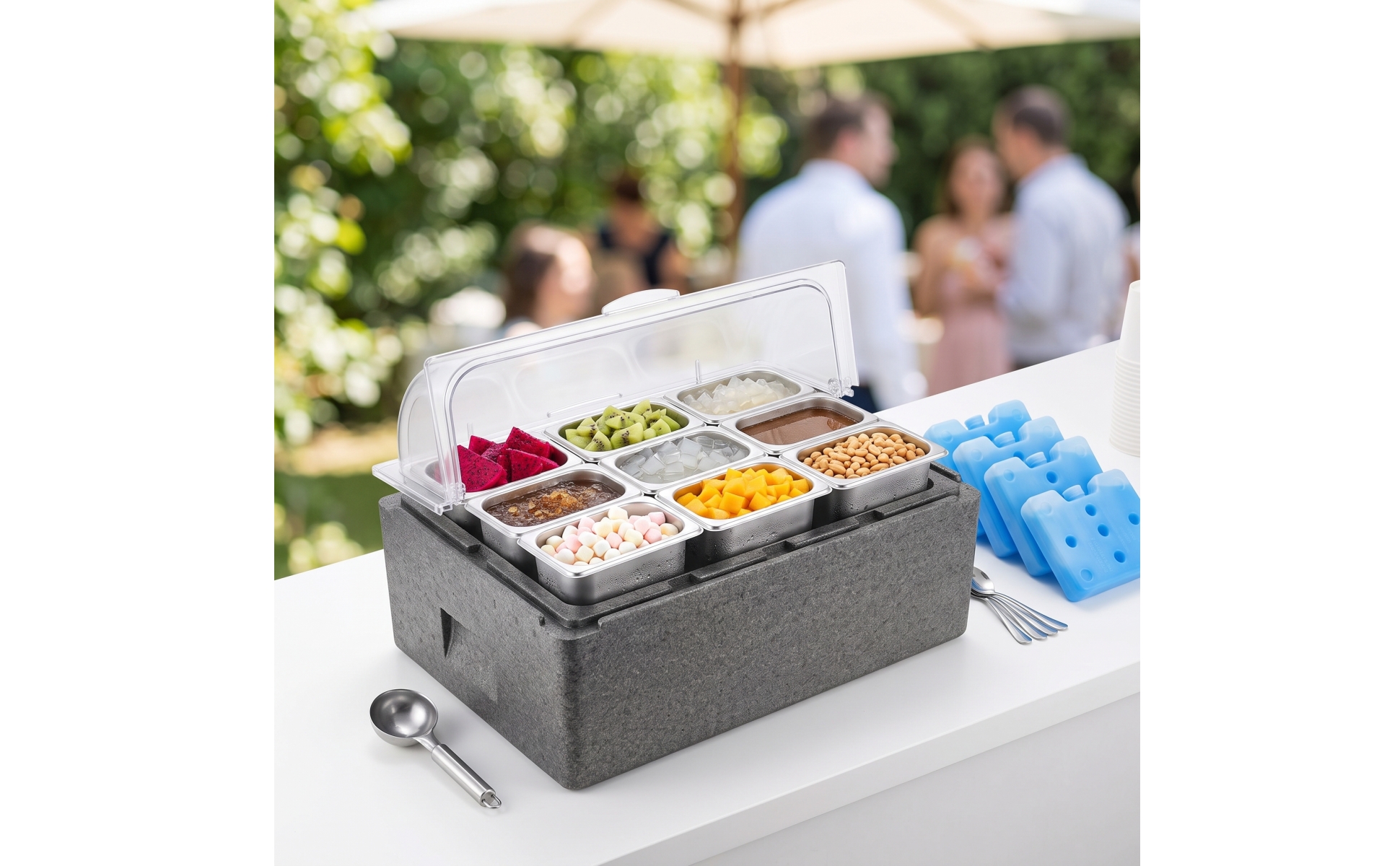 Insulated Food Display Box Thermal Cooler Box with Trays Portable for Caterers