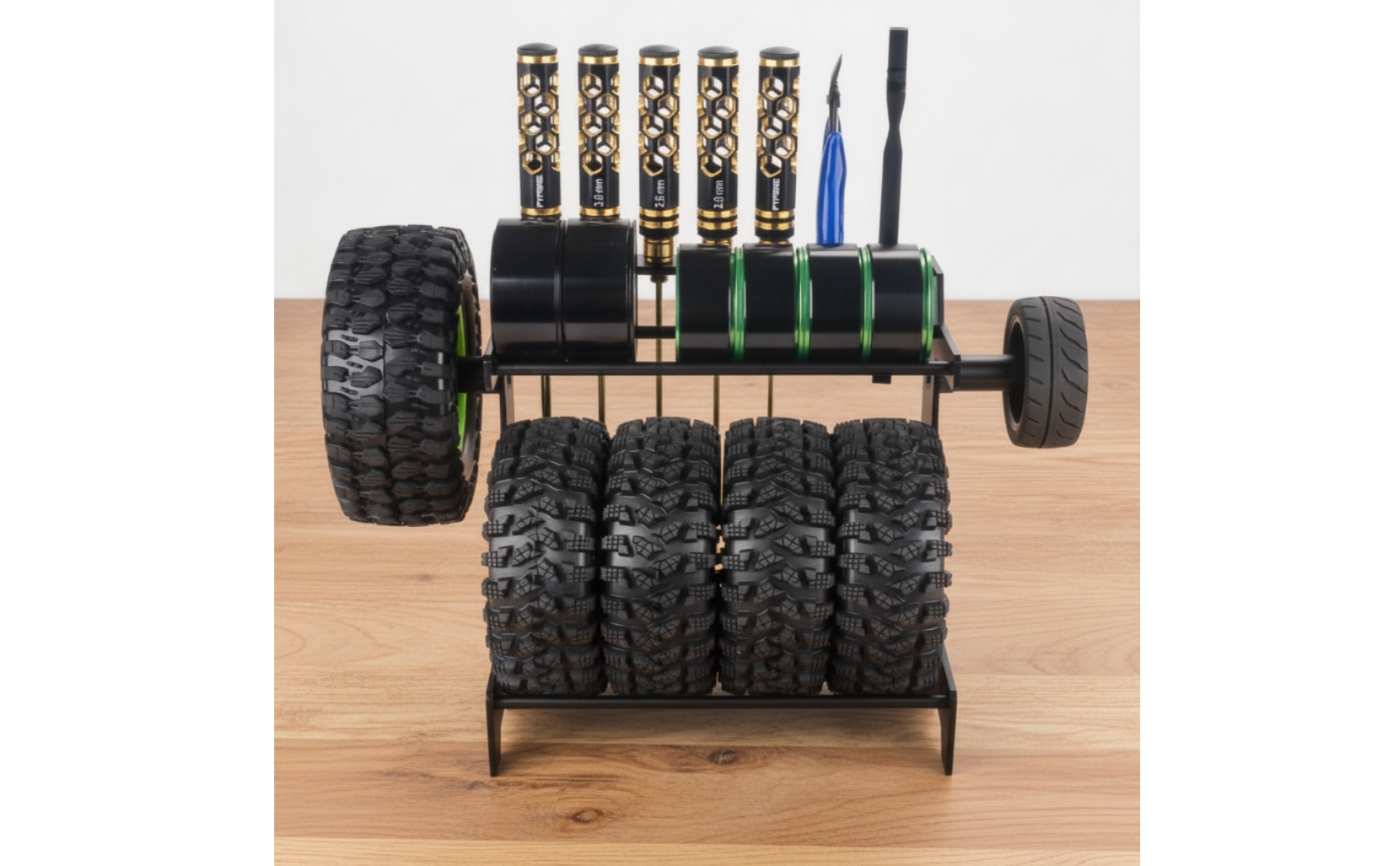 RC Car Tire Rack Metal RC Tire Rack Matte-Black for Workbenches, Repair Corners