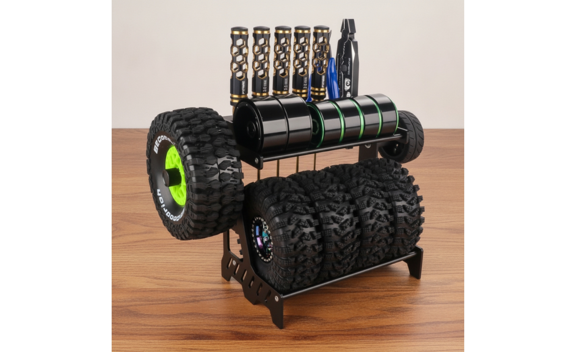 RC Car Tire Rack Metal RC Tire Rack Matte-Black for Workbenches, Repair Corners