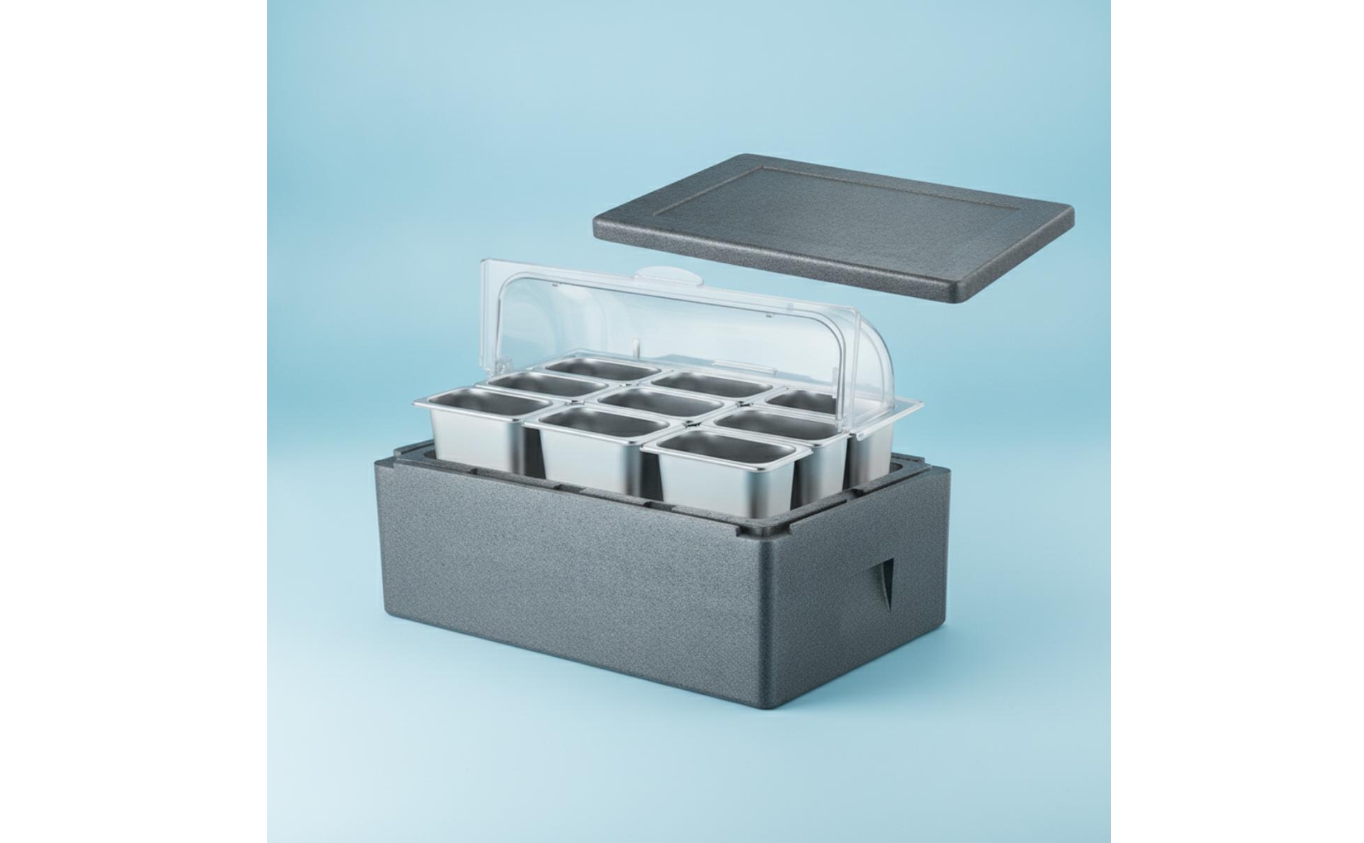 Insulated Food Display Box Thermal Cooler Box with Trays Portable for Caterers