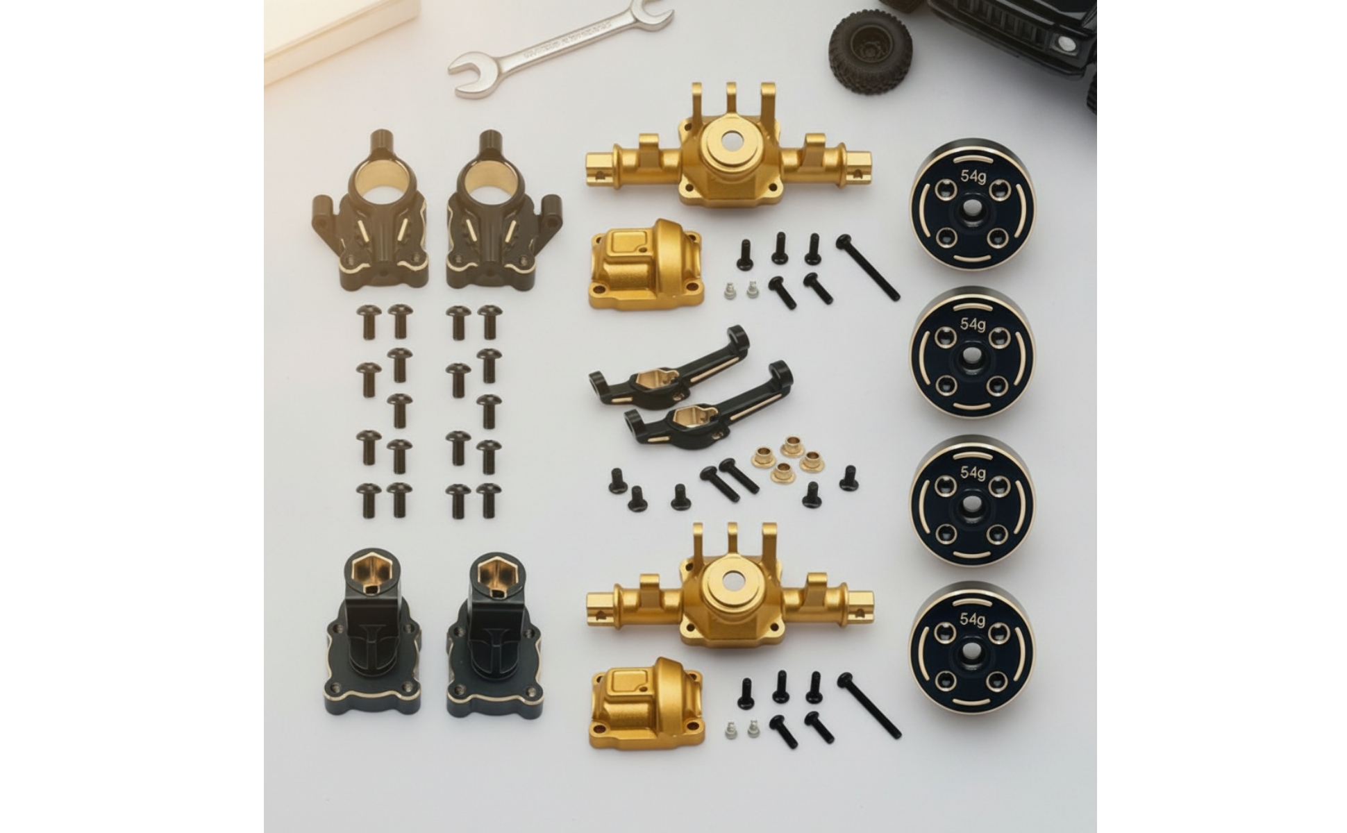 Axle Housing Kit Metal RC Car Parts with Screws Brass for Custom Builds