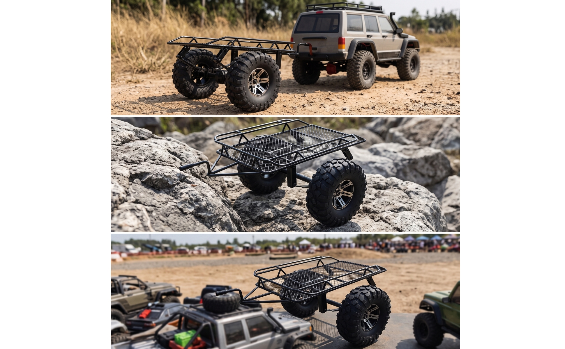 Metal Crawler Trailer 1/10 Scale RC Crawler Trailer Flatbed for Trail Runs
