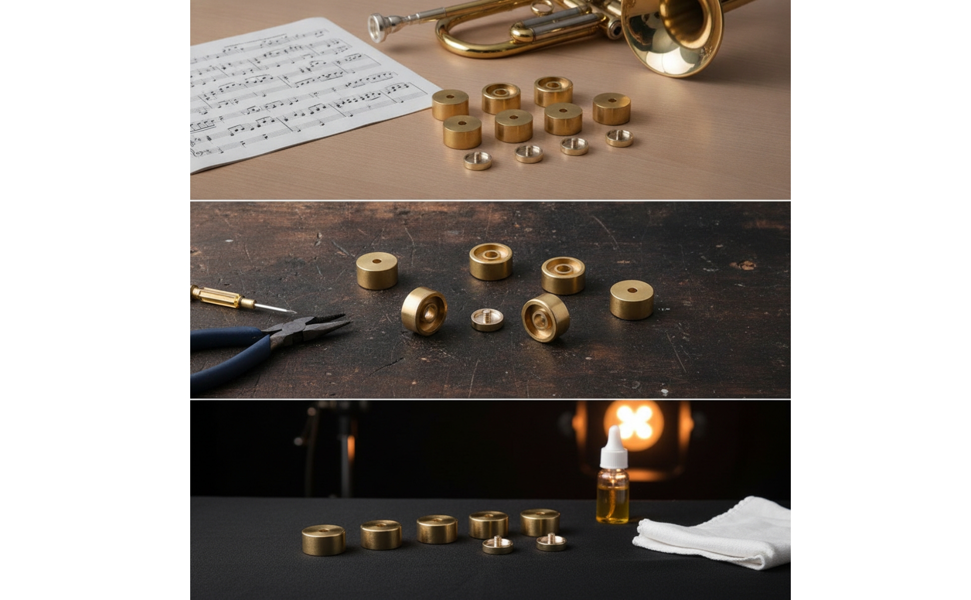 Trumpet Valve Caps with Buttons Brass Trumpet Valve Button Gold-Colored