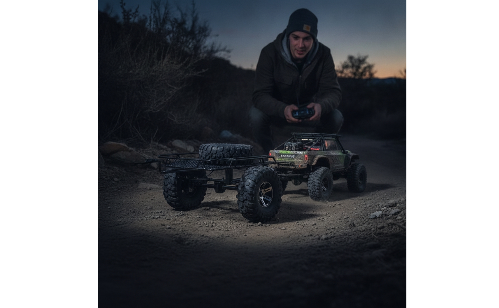Metal Crawler Trailer 1/10 Scale RC Crawler Trailer Flatbed for Trail Runs