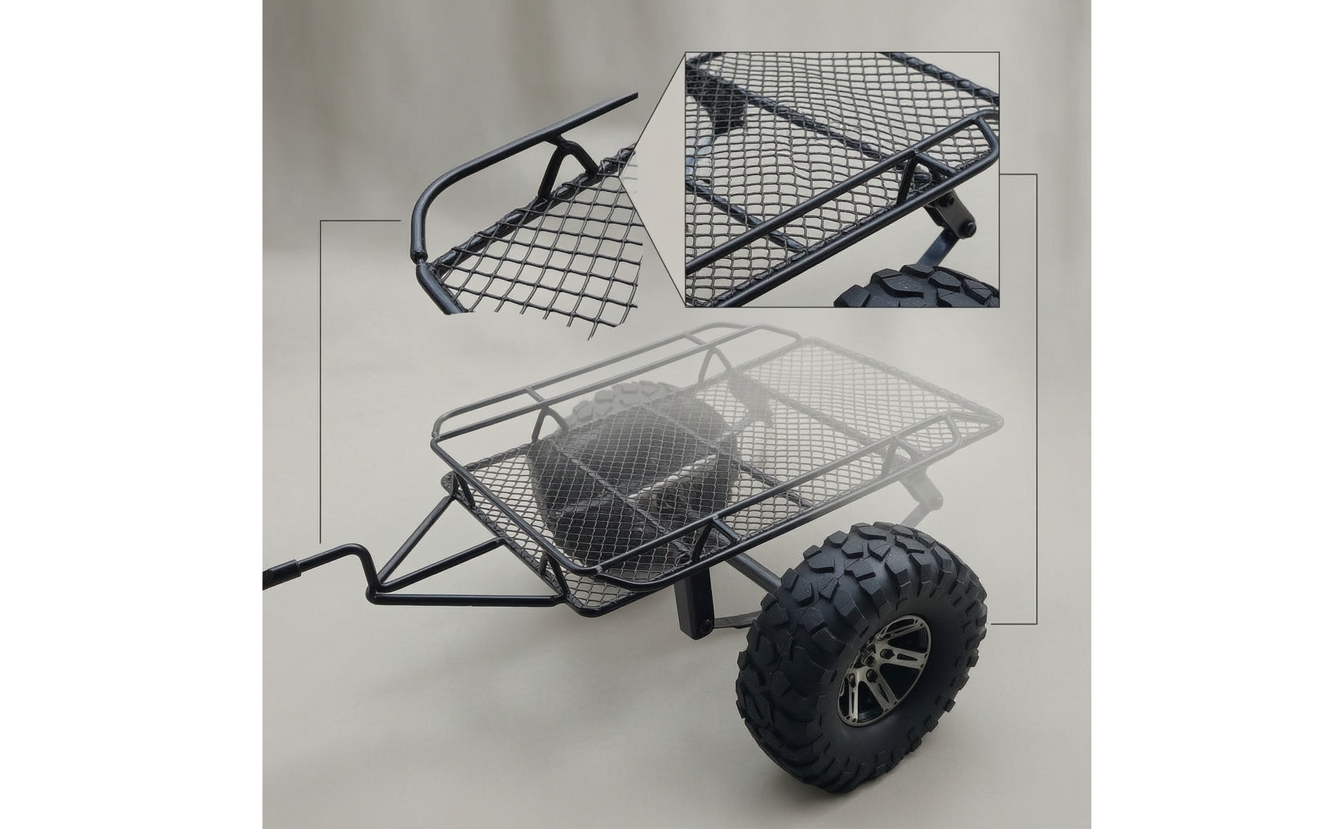 Metal Crawler Trailer 1/10 Scale RC Crawler Trailer Flatbed for Trail Runs