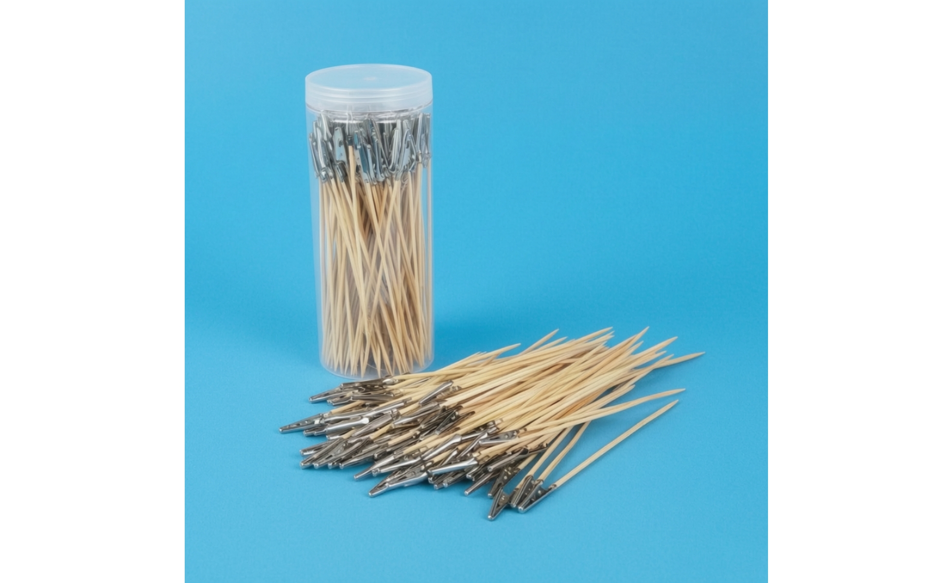 100 Pieces Alligator Clip Stick with Bamboo Handle Firm Model Painting Clip
