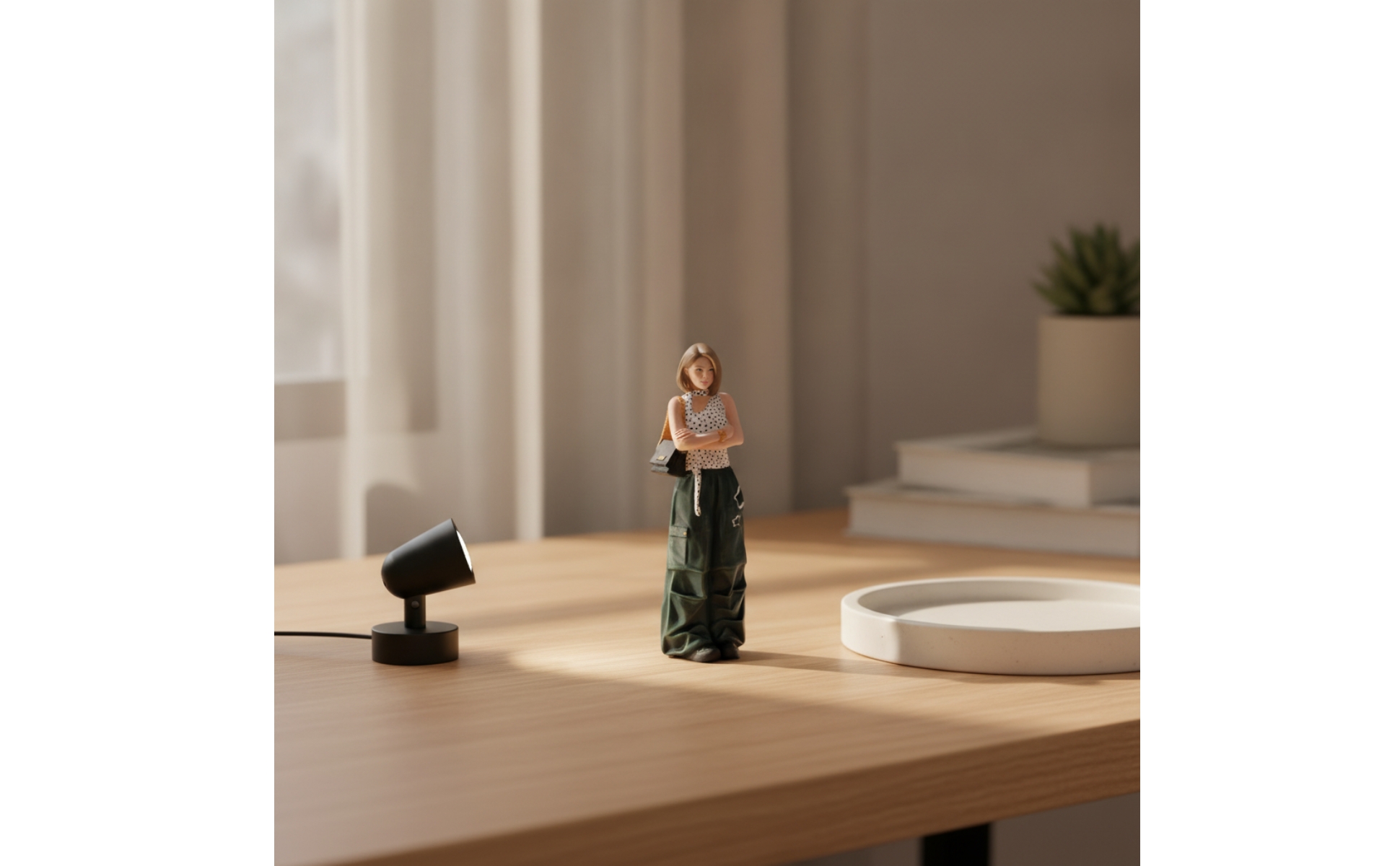 Figurine with Shoulder Bag 1/18 Scale Miniature Female Figure Hand-Painted