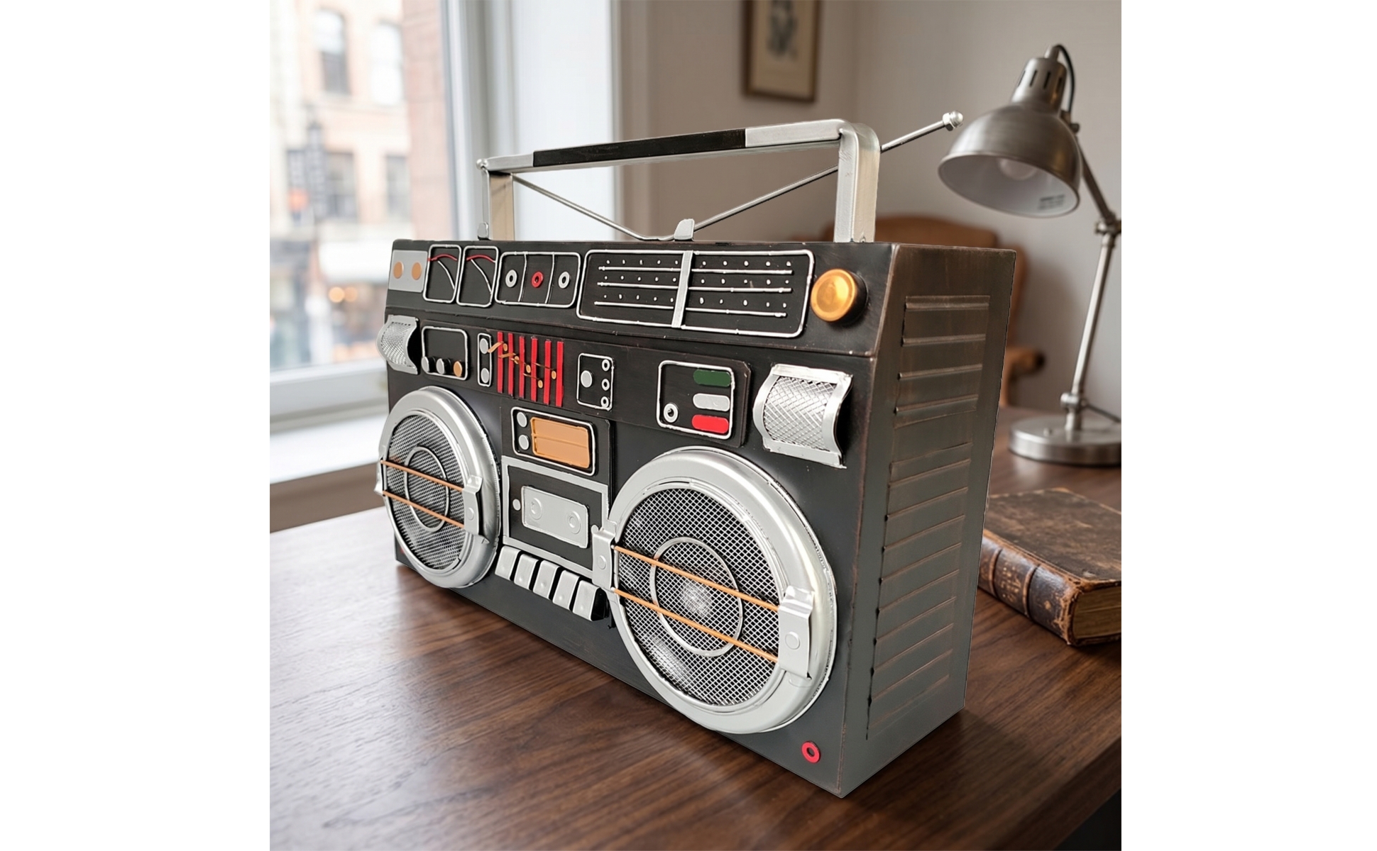 Radio Rétro En Fer Industriel Fausse Radio Vintage Factice pour Café, Étagère