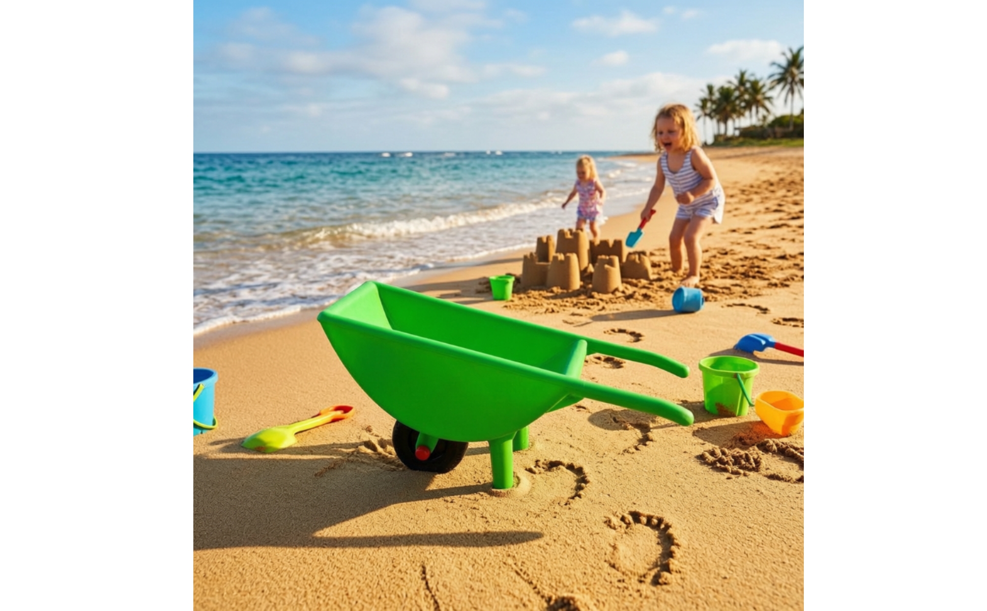 Toy Wheelbarrow Molded Play Wheelbarrow Lightweight for Backyard, Kids, Toddlers