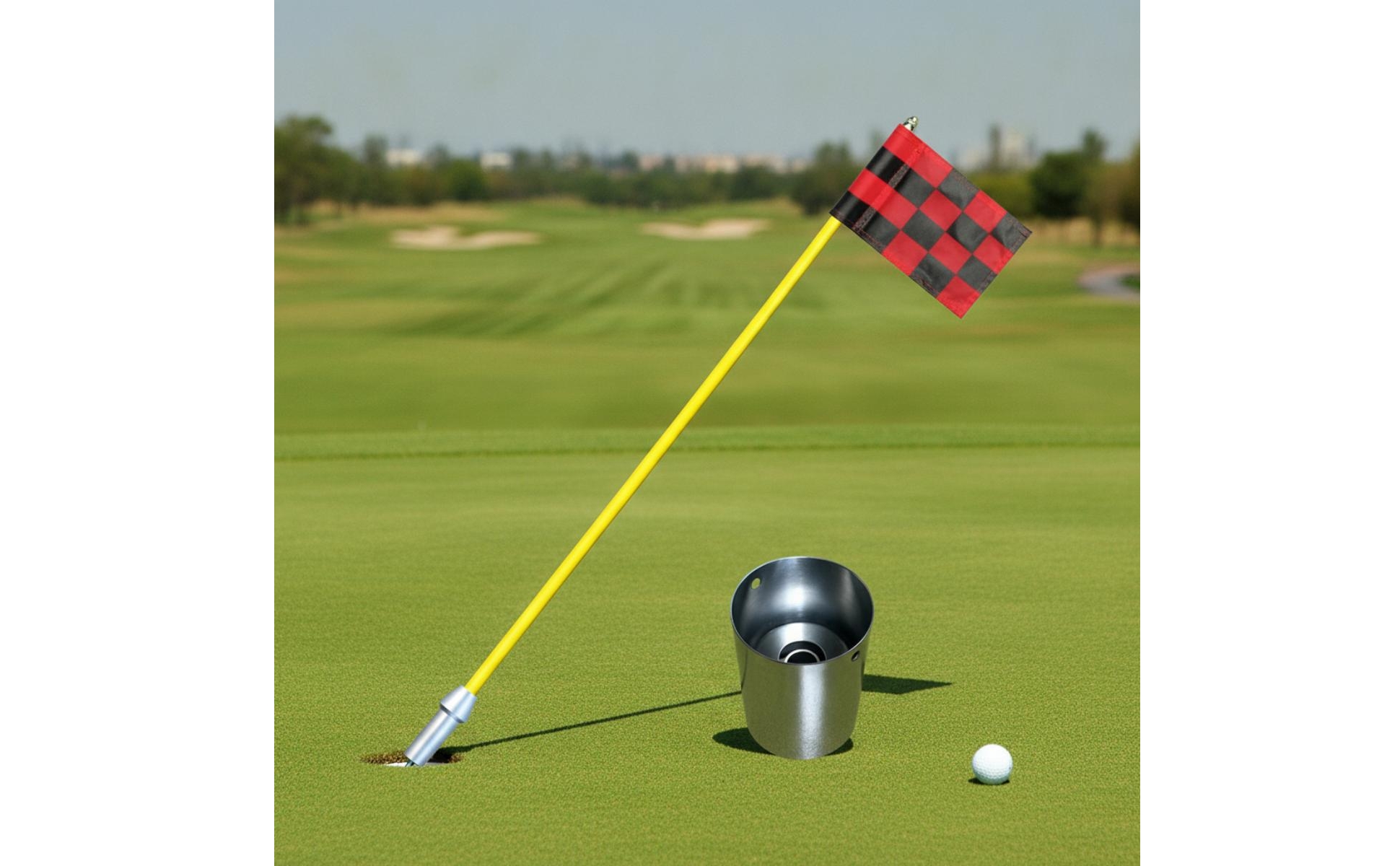 Golf Flagpole with Cup Stainless Steel Golf Flagstick with Cup Rust-Resistant