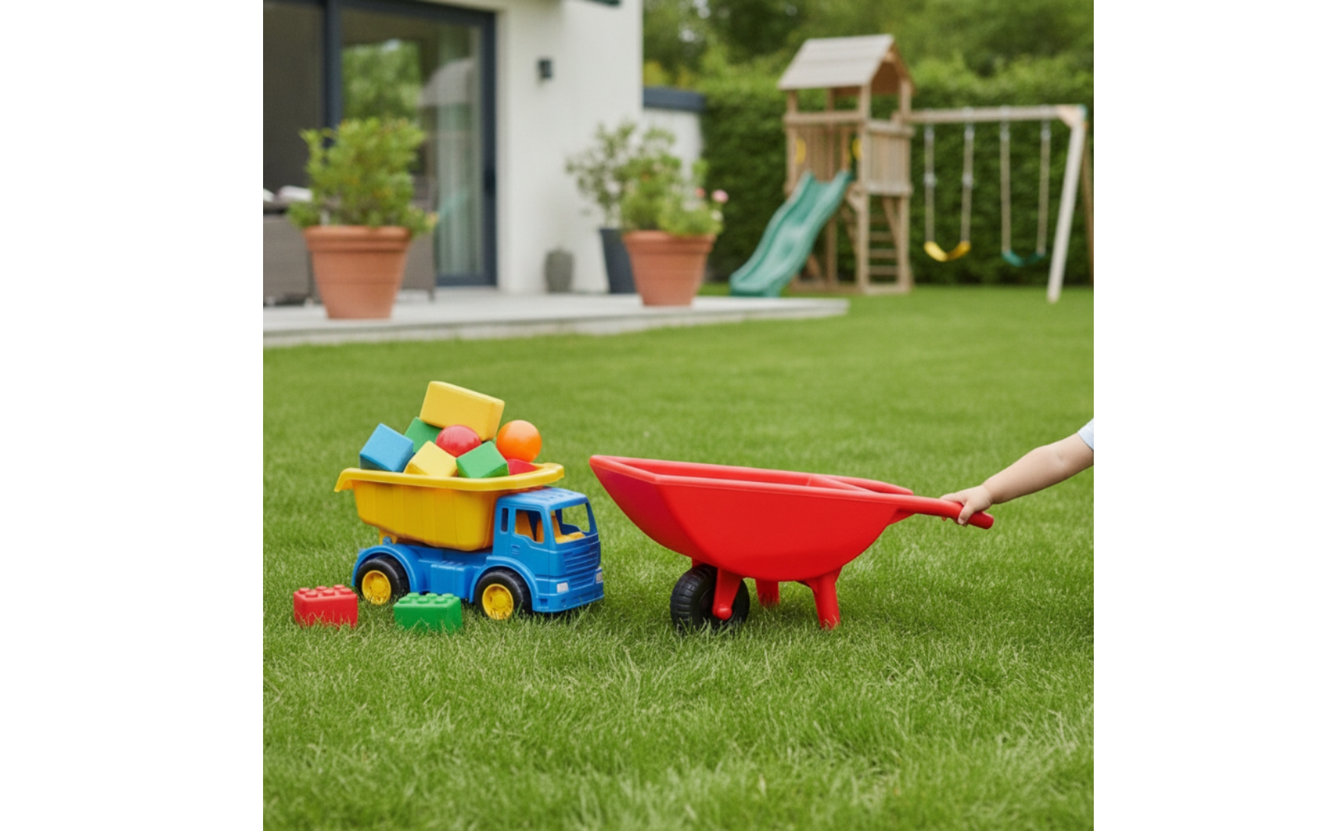 Toy Wheelbarrow Molded Play Wheelbarrow Lightweight for Backyard, Kids, Toddlers
