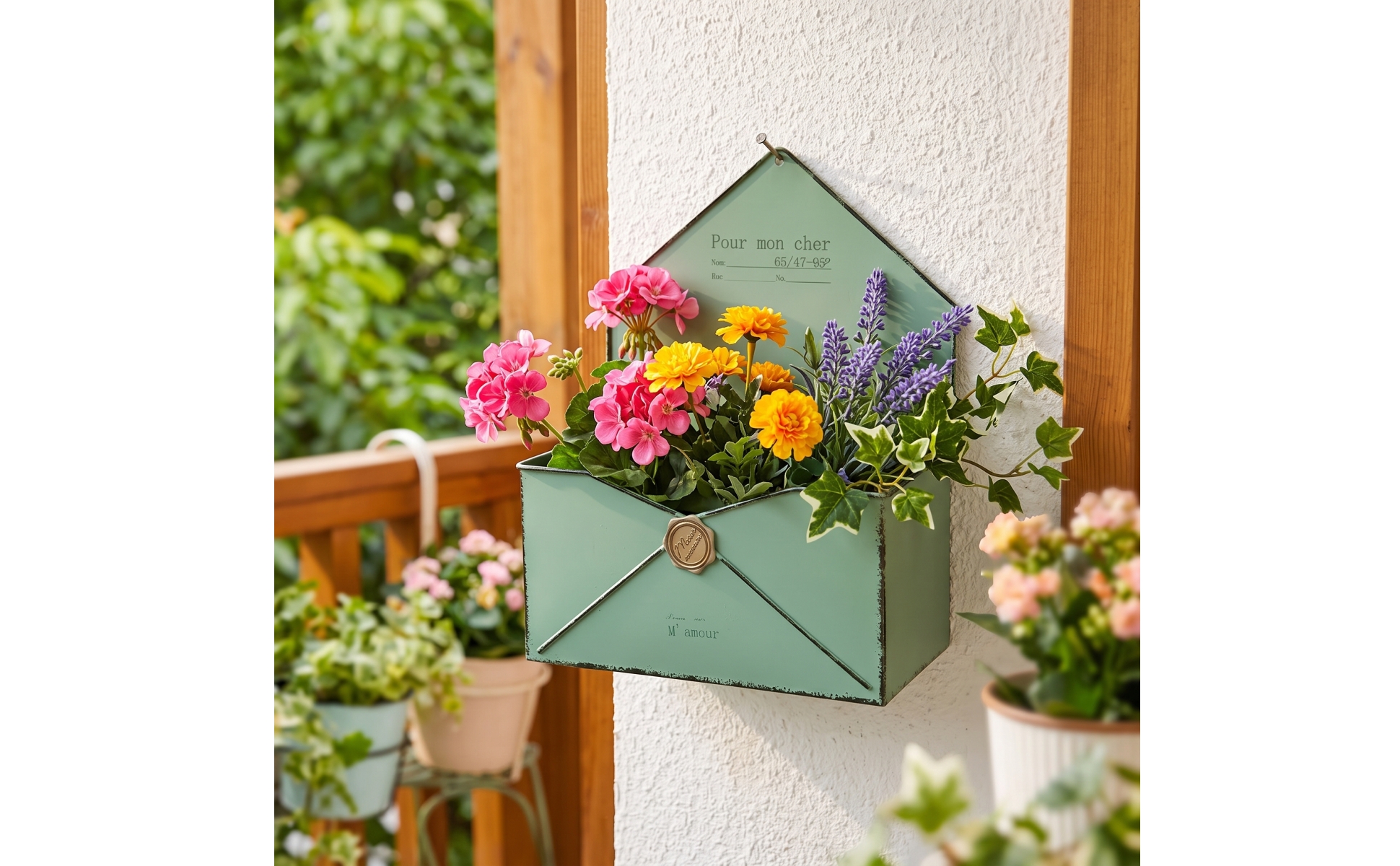 Envelope Planter Rustic Wall Pocket Decorative for Patio, Fence, Home Decorators