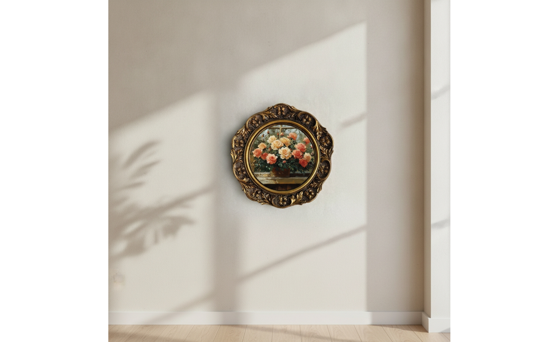 Round Photo Frame Ornate Round Picture Frame Antique Gold for Living Room