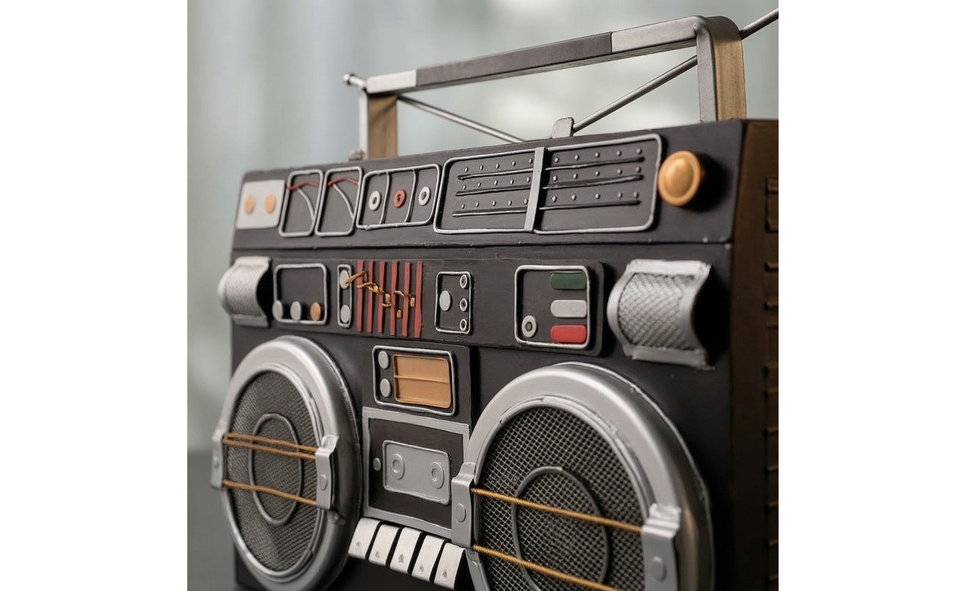 Radio Rétro En Fer Industriel Fausse Radio Vintage Factice pour Café, Étagère