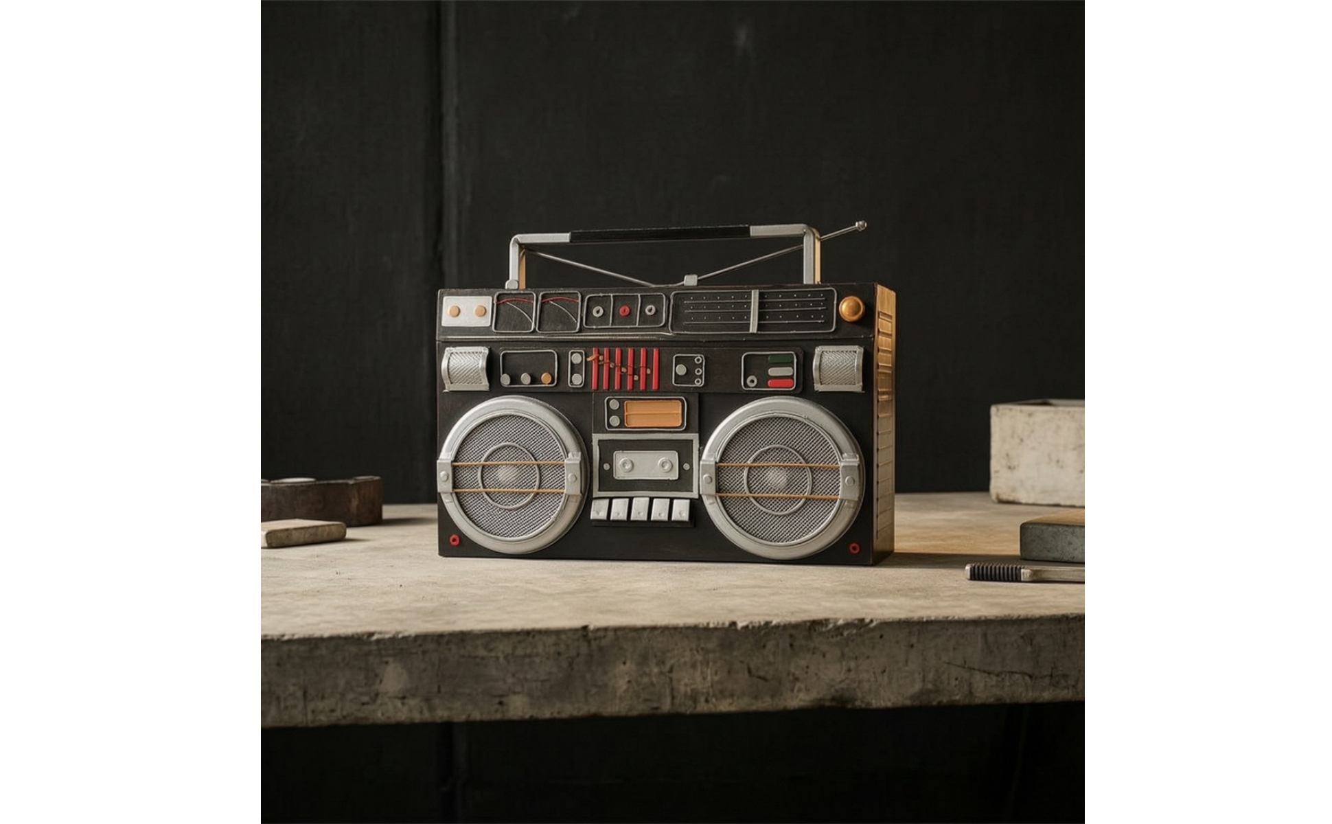 Radio Rétro En Fer Industriel Fausse Radio Vintage Factice pour Café, Étagère